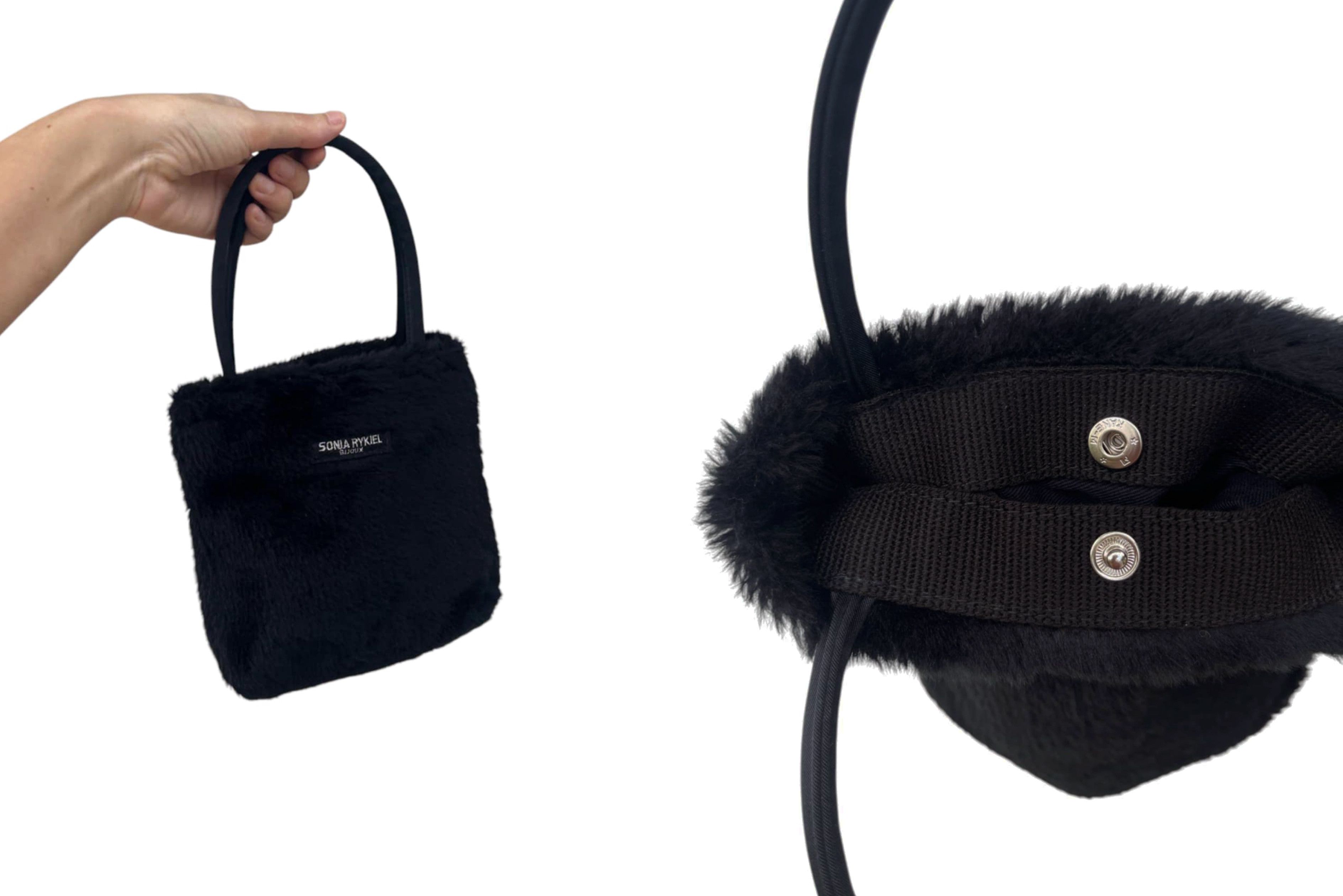 Sonia Rykiel SONIA RYKIEL Bijoux Plain Black Faux Fur Mini Top handle bag Size ONE SIZE - 8 Thumbnail