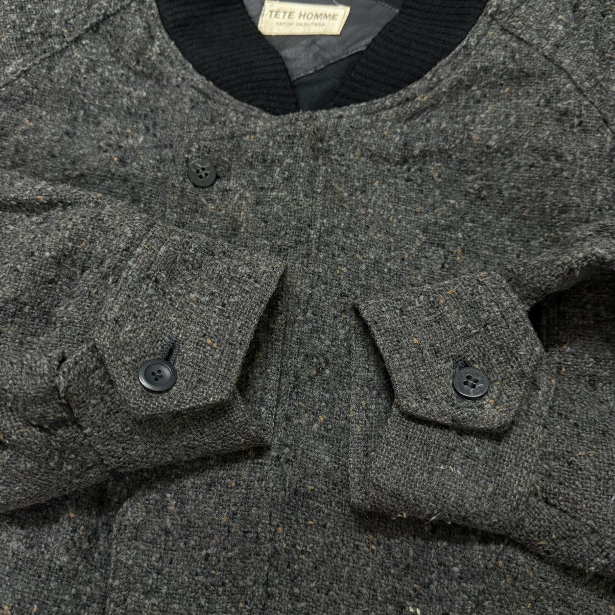 Tete Homme Vtg 90s TETE HOMME Katoh Kazutaka Wool Bomber Jacket Size US XL / EU 56 / 4 - 11 Thumbnail