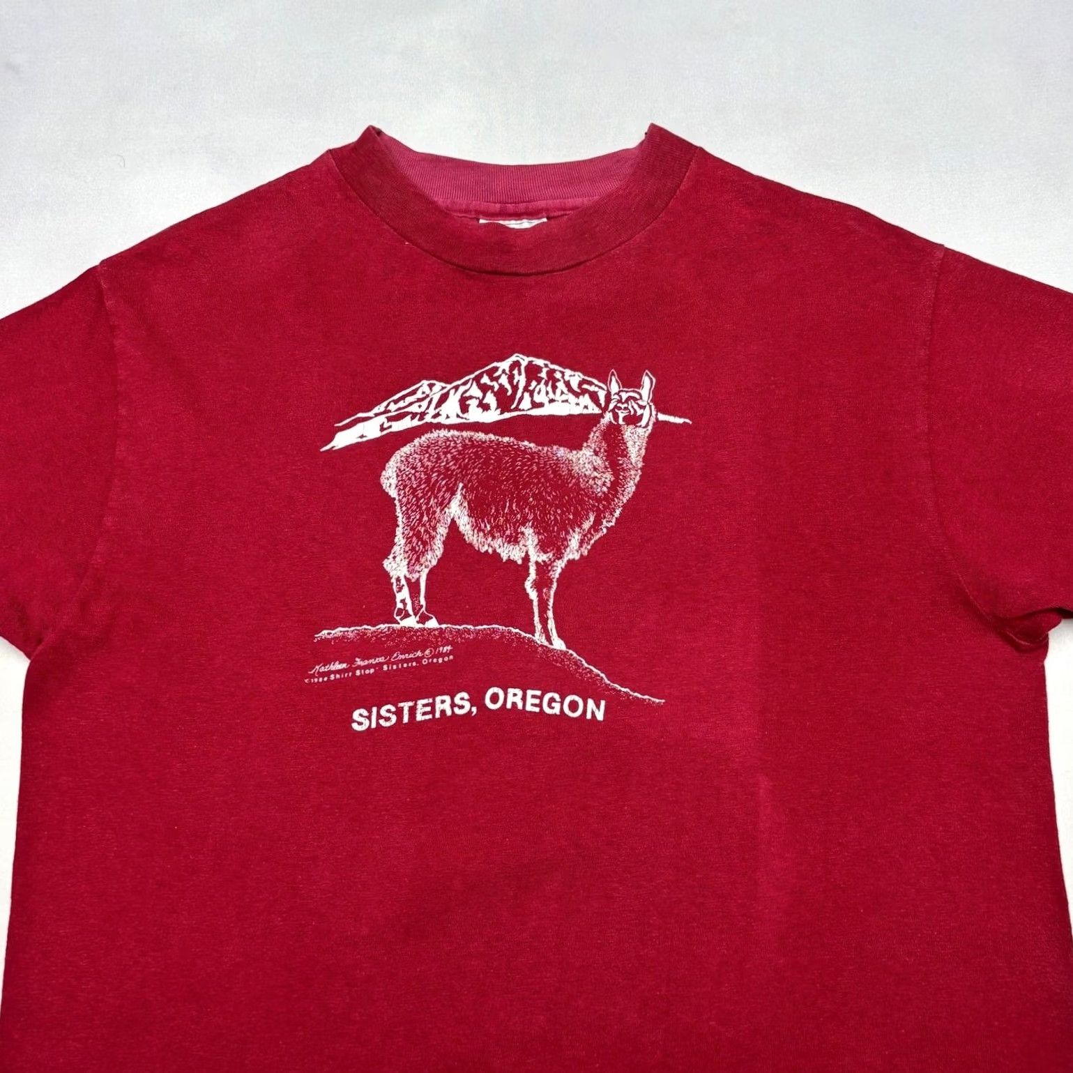 Hanes VINTAGE Sisters Oregon Llama Shirt Men's Large Red 80s Single Stitch Size US L / EU 52-54 / 3 - 2 Thumbnail