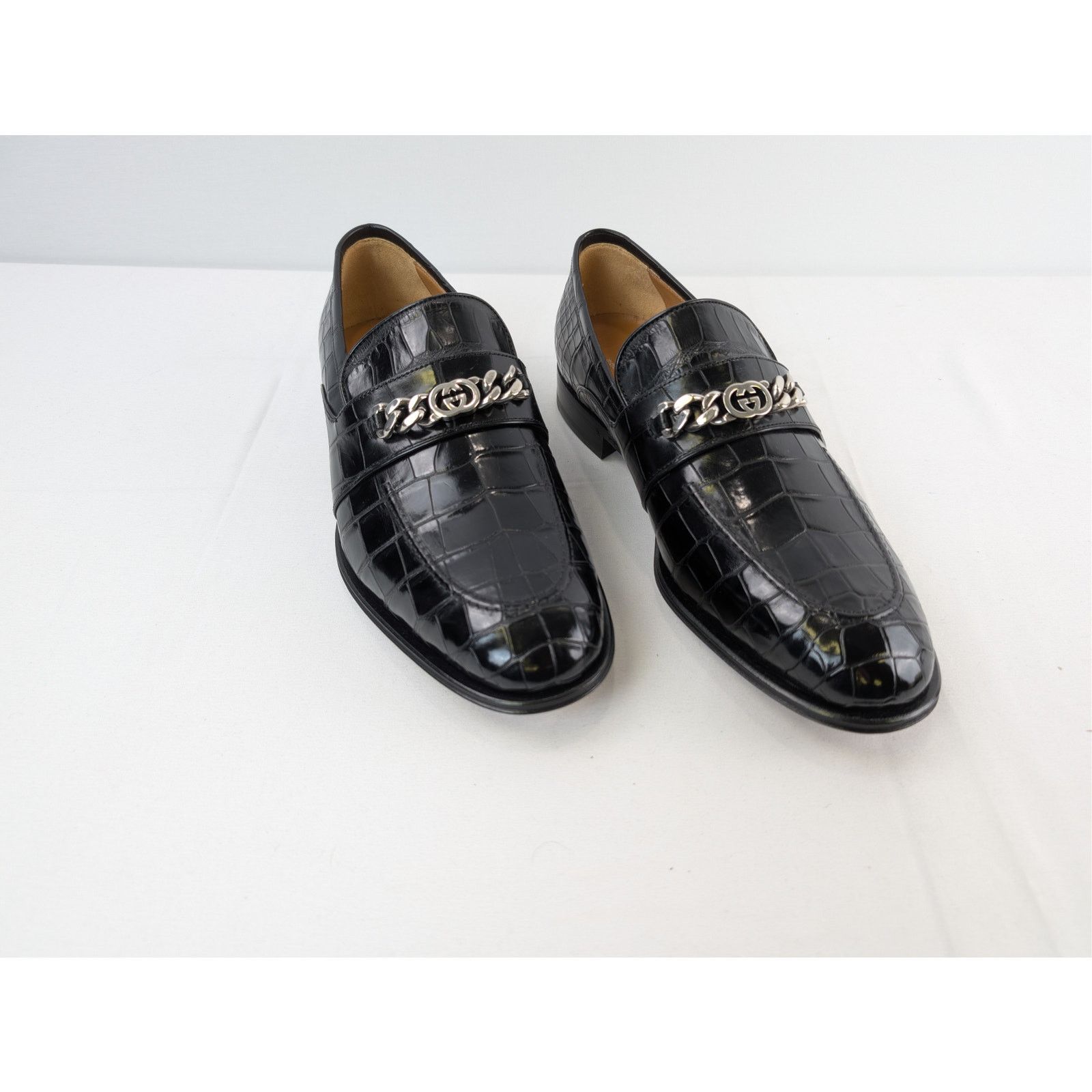 Gucci o1rshd1 Sukey Logo Crocodile Dress Loafers Shoe Boots Black Size US 10 / EU 43 - 6 Thumbnail