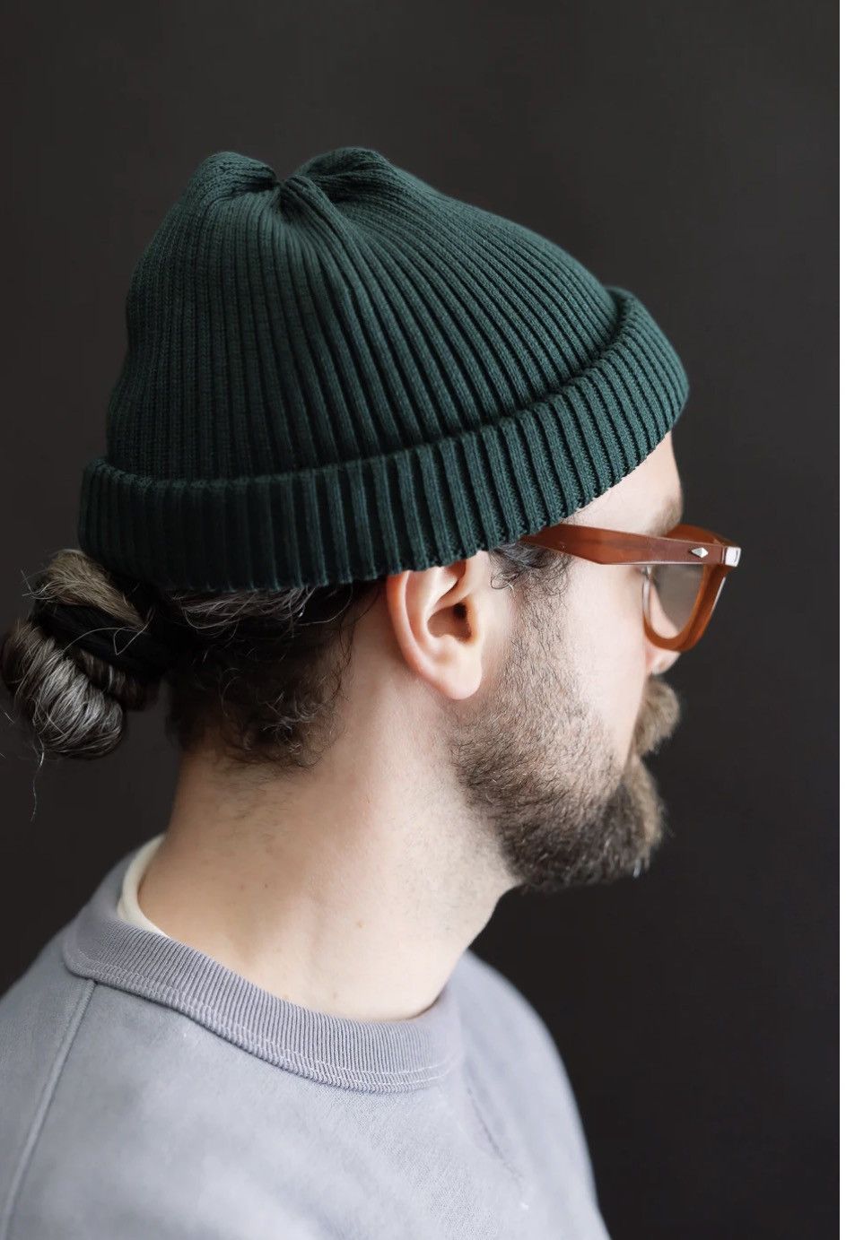 ROTOTO Cotton Roll-Up Beanie - Forest Green Size ONE SIZE - 4 Thumbnail