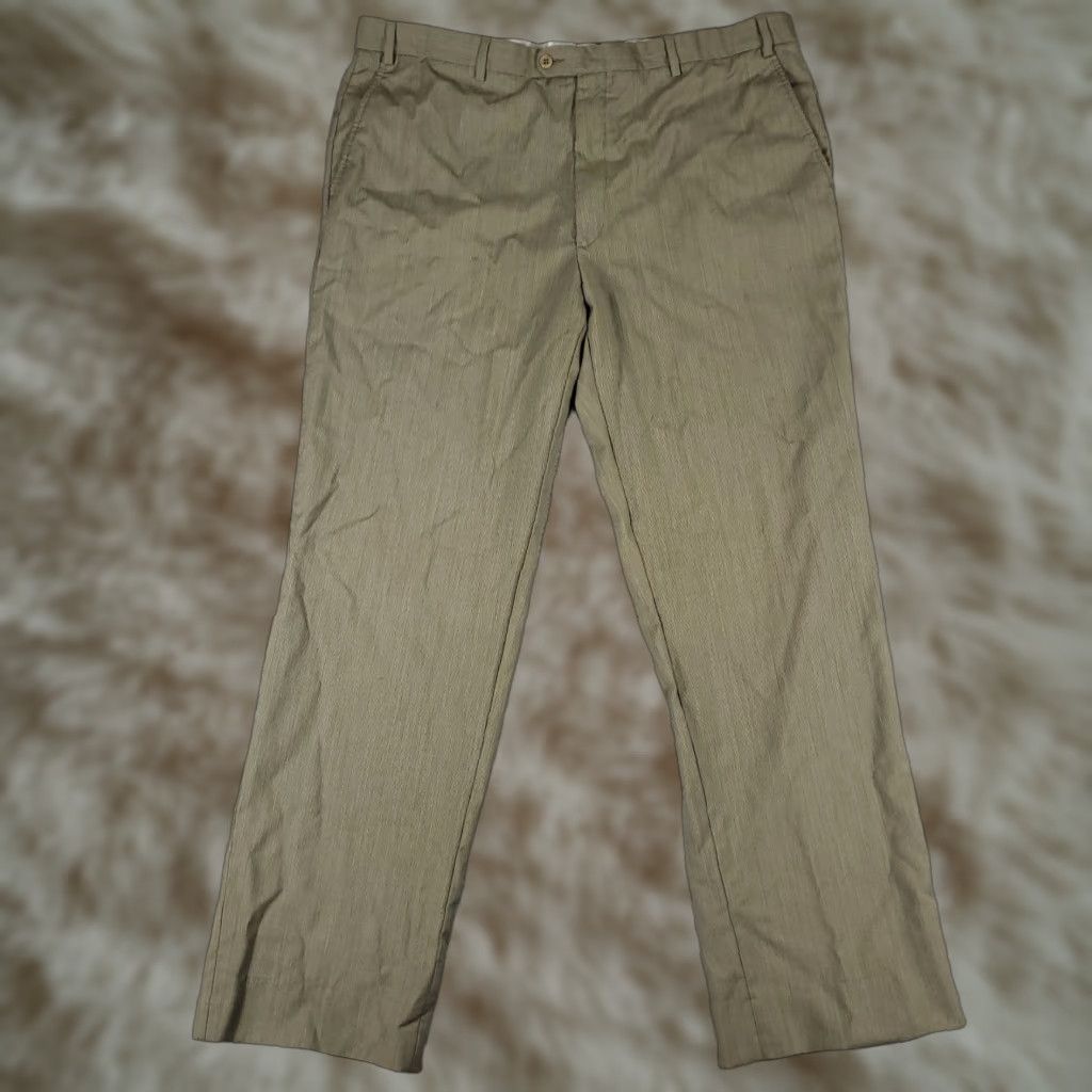 Zanella Pants Mens 42x33 Beige Wool Flat Front Dress Trousers Regular Fit