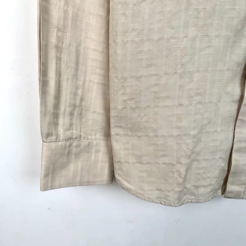 Fendi Fendi Khaki Patterned Cotton Shirt Size US M / EU 48-50 / 2 - 4 Thumbnail