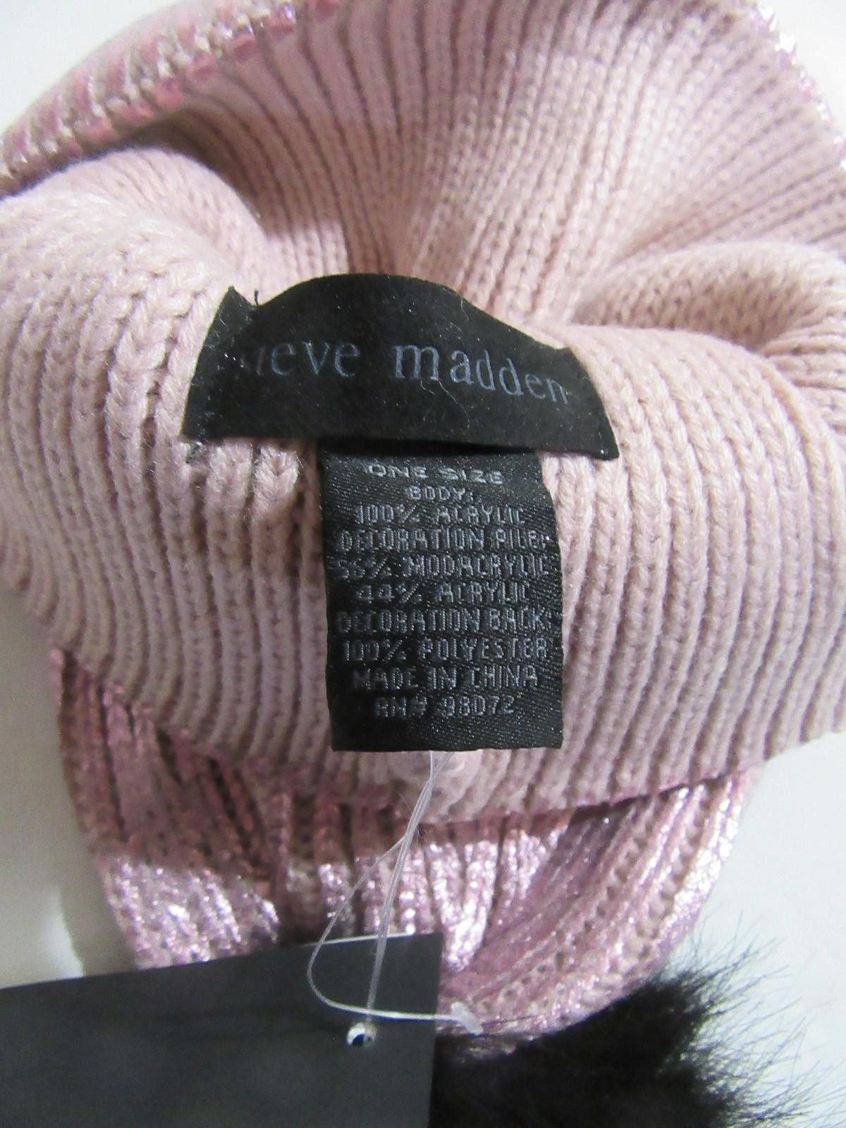 Steve Madden Steve Madden Womens Shiny Beanie Hat with Pom Pink Bling NWT Size ONE SIZE - 3 Thumbnail