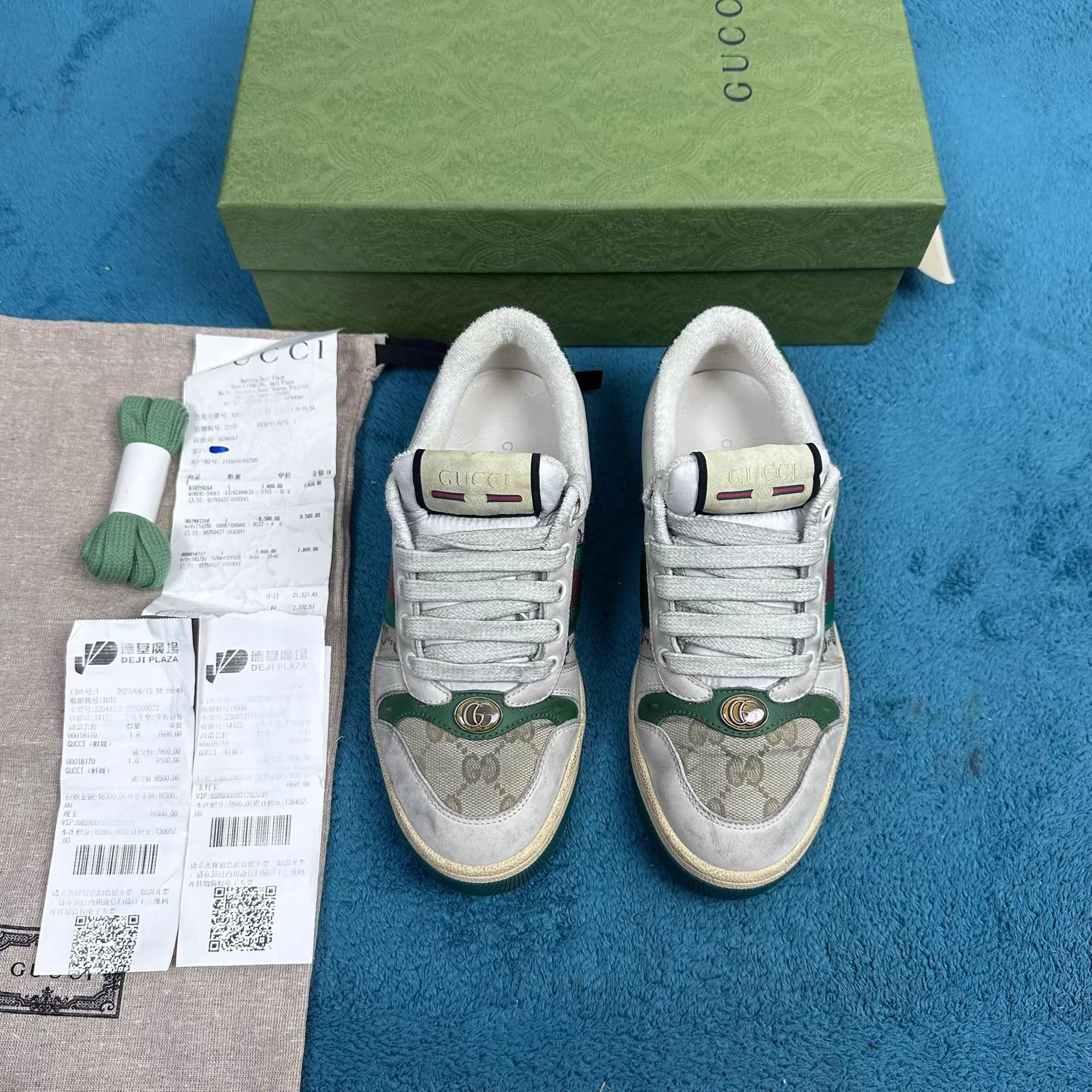 Gucci Gucci Rhyton Dirty Green Heel Tab EU 35.5 MINT Size US 5 / IT 35 - 1 Thumbnail