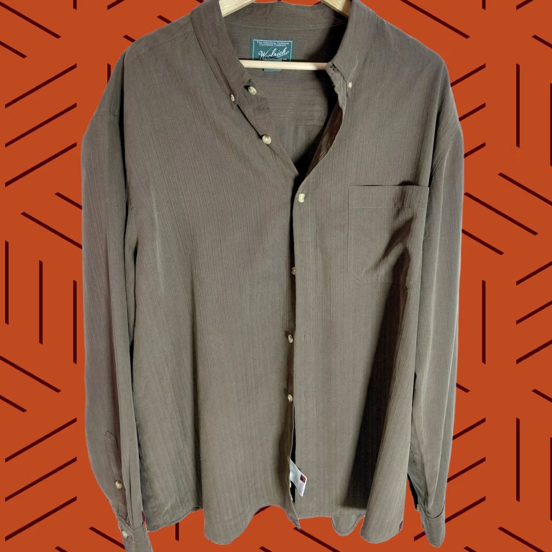 Vintage Woolrich Button-Up Shirt XXL Brown Solid Knit Long Sleeve Mens Size US S / EU 44-46 / 1 - 1 Thumbnail
