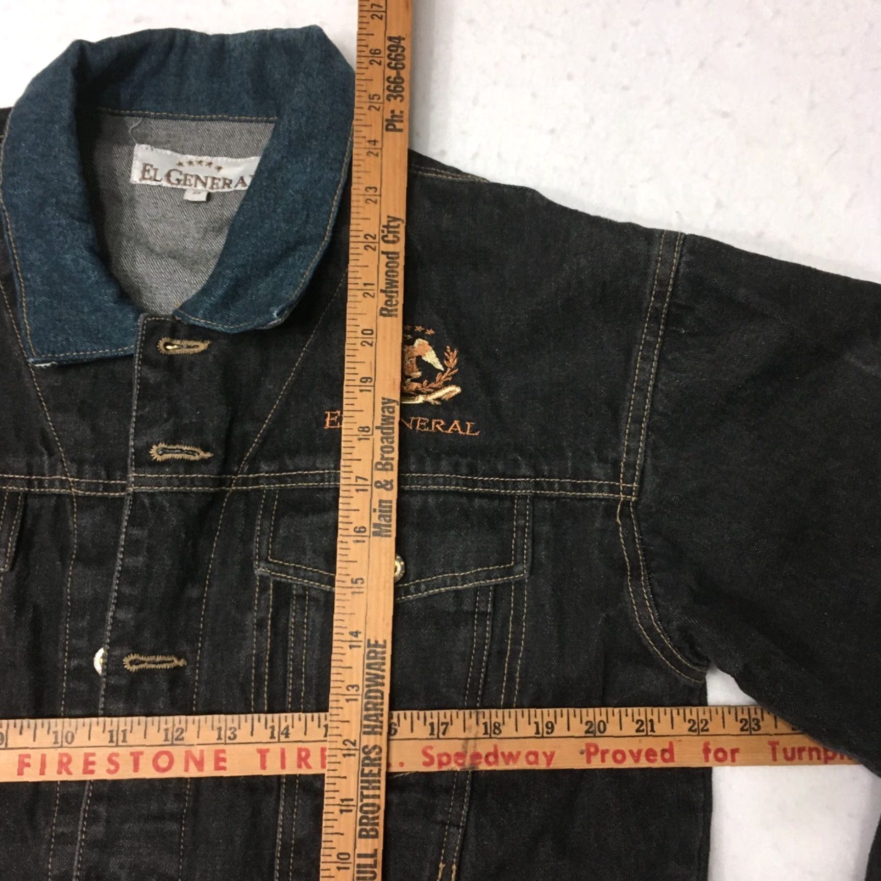 Denime El General Denim Embroidered Jacket Men S Gray Jean Jacket Embroidered Croc Gator 90s Vintage Style Mens Sized S Size US 29 - 7 Thumbnail