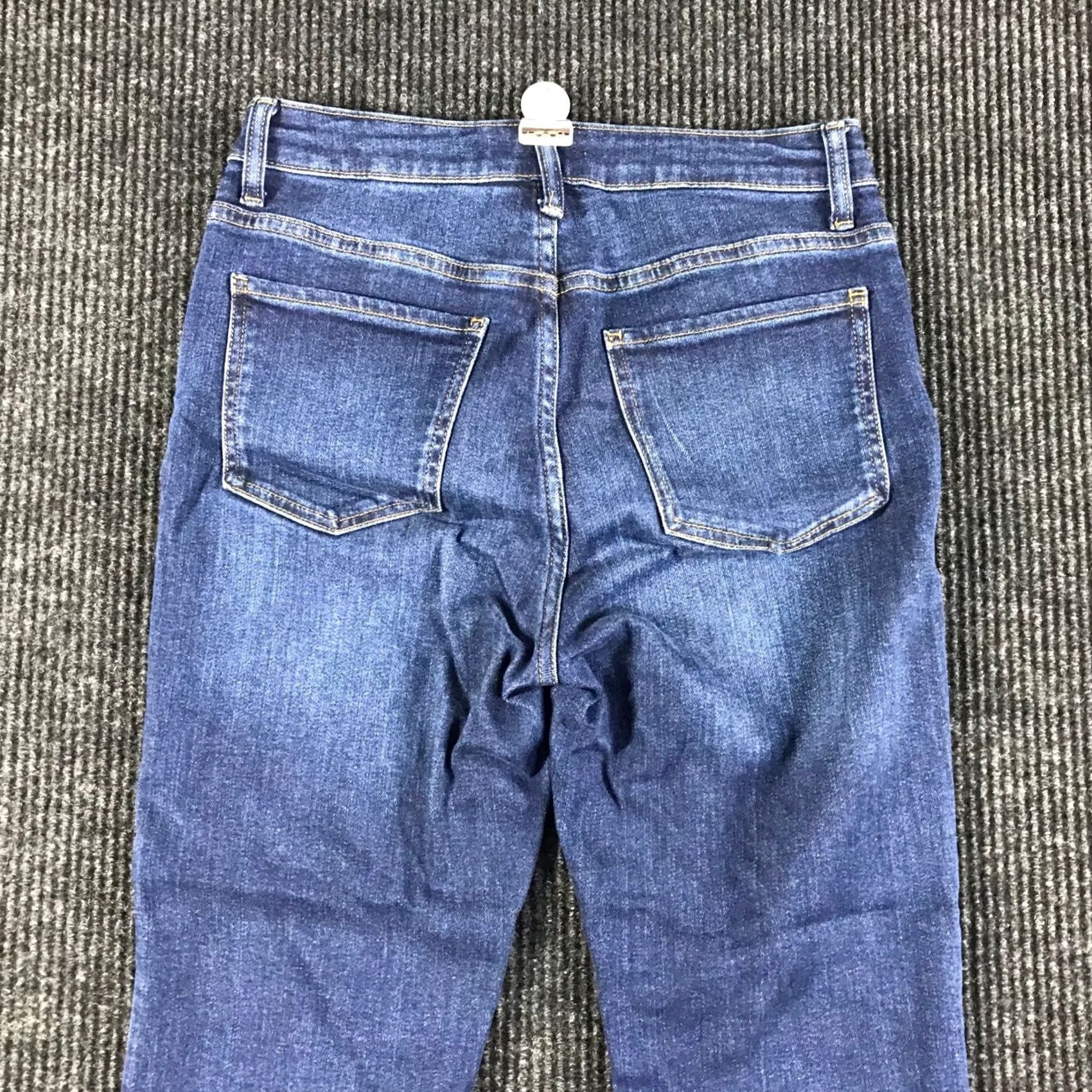 Quince Quince Women High Rise Flare Jeans Dark Wash Blue Organic Cotton Stretch Size 28 Jeans Size 28" / US 6 / IT 42 - 5 Thumbnail