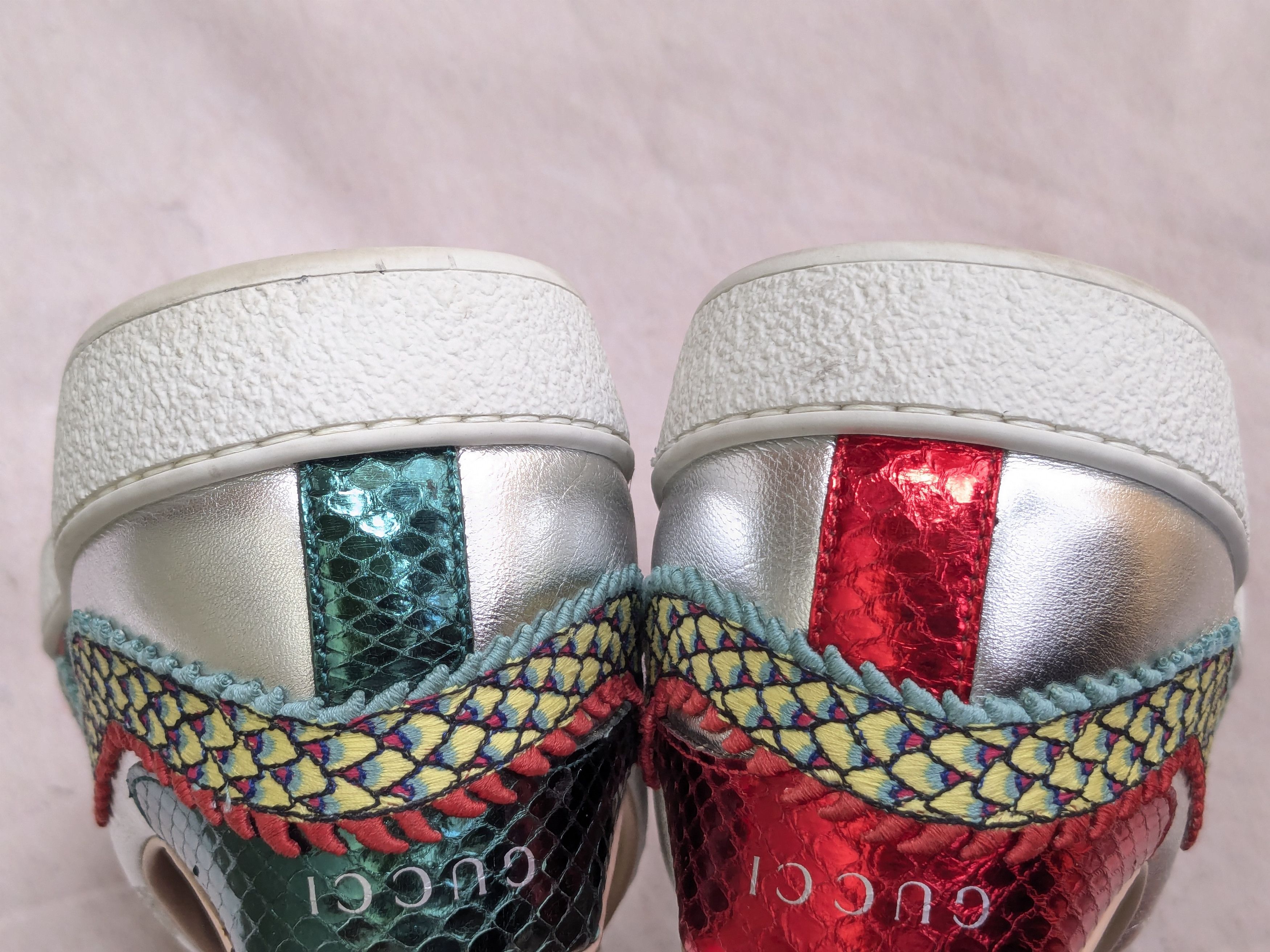 Gucci Gucci Ace Silver Dragon Sneakers 11.5 Leather Low 473765 Size US 11.5 / EU 44-45 - 14 Thumbnail