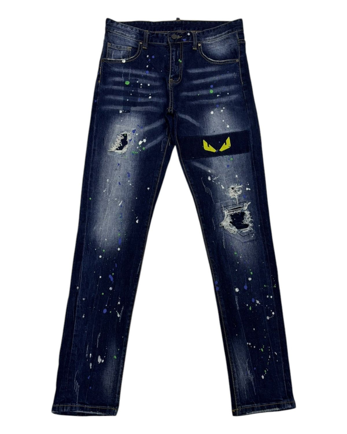 Japanese Brand Distressed Denim Custom Made Slim Straight Jeans Size US 32 / EU 48 - 1 Thumbnail