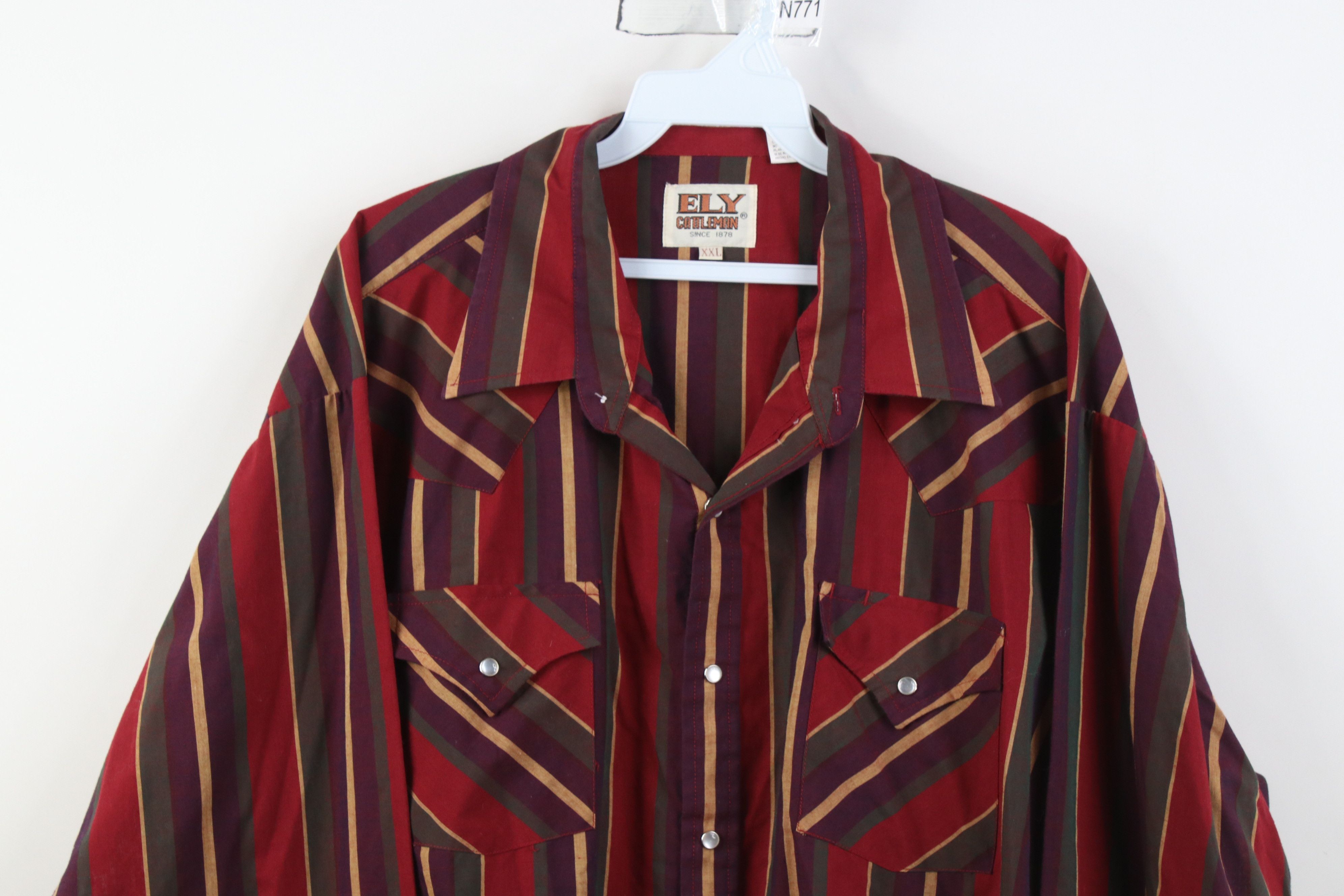 Vintage Vintage 90s Streetwear Cowboy Striped Snap Button Shirt Size US XXL / EU 58 / 5 - 2 Thumbnail