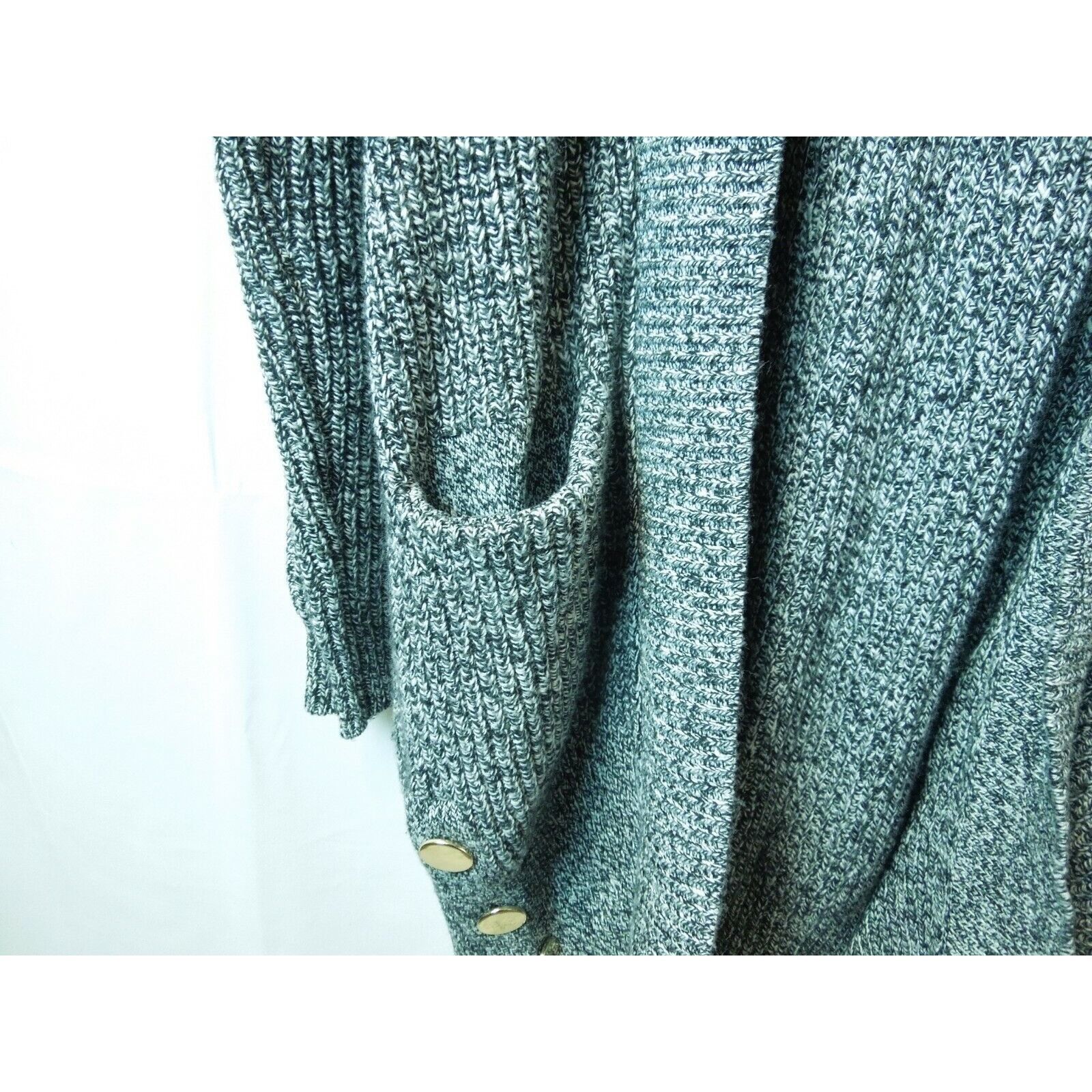 Gap Women's Gap Black White Long Thick Knitted Cardigan w/ Gold Size XS / US 0-2 / IT 36-38 - 4 Thumbnail