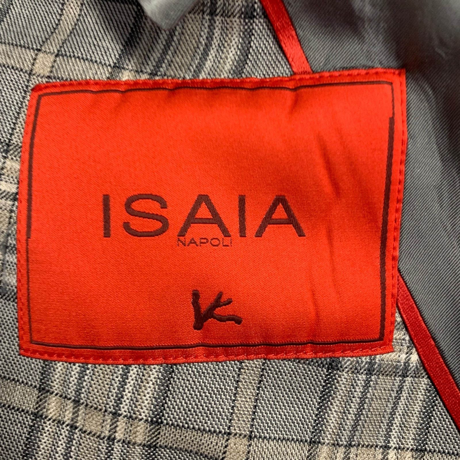 Isaia ISAIA 44 Long Grey Taupe Plaid Wool Notch Lapel Sport Coat Size 44R - 5 Thumbnail