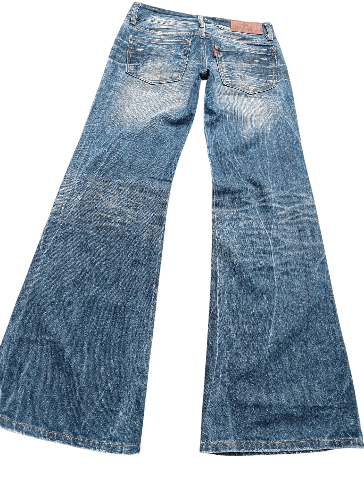 Japanese Brand × Vintage Super Flare Jeans Maraxia Whiskers Low Rise Boot Cut Size US 29 - 2 Thumbnail