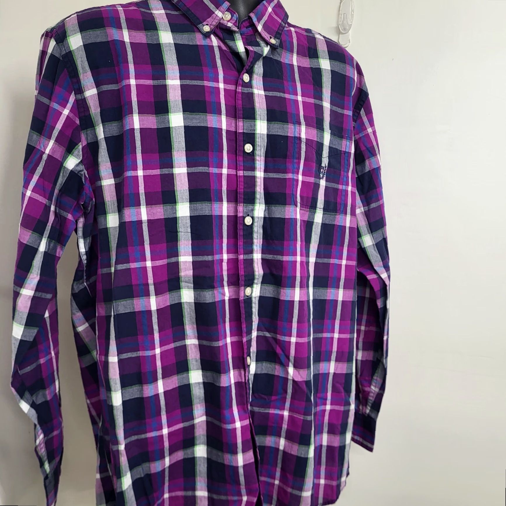 Chaps Chaps Shirt Men's XL/TG Purple Pink Black Long Sleeved Mardas Plaid Preppy Button-Up Button-Front Collared Customizable? (No) Size US XL / EU 56 / 4 - 3 Thumbnail