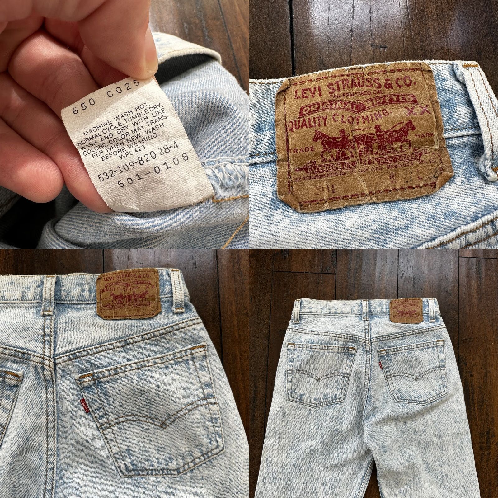 Levi's VINTAGE Levi's 501 Jeans 90s Straight Button Fly 27x32 Blue Cotton Denim USA Tag Mens Size US 27 - 9 Thumbnail
