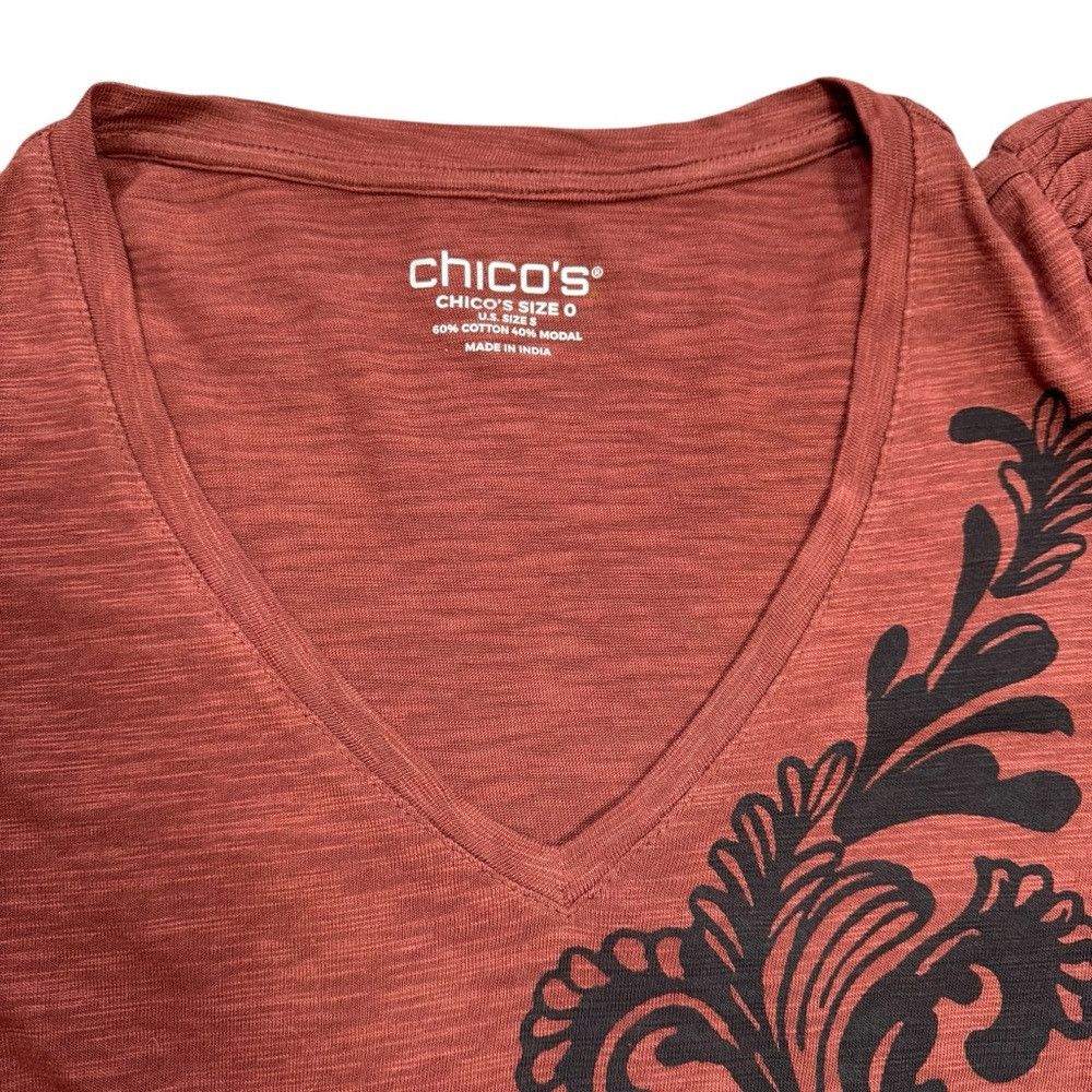 Chicos New Chico's Scroll Print 3/4 Sleeve Romantic Tee Size 0 US Size S / US 4 / IT 40 - 6 Thumbnail