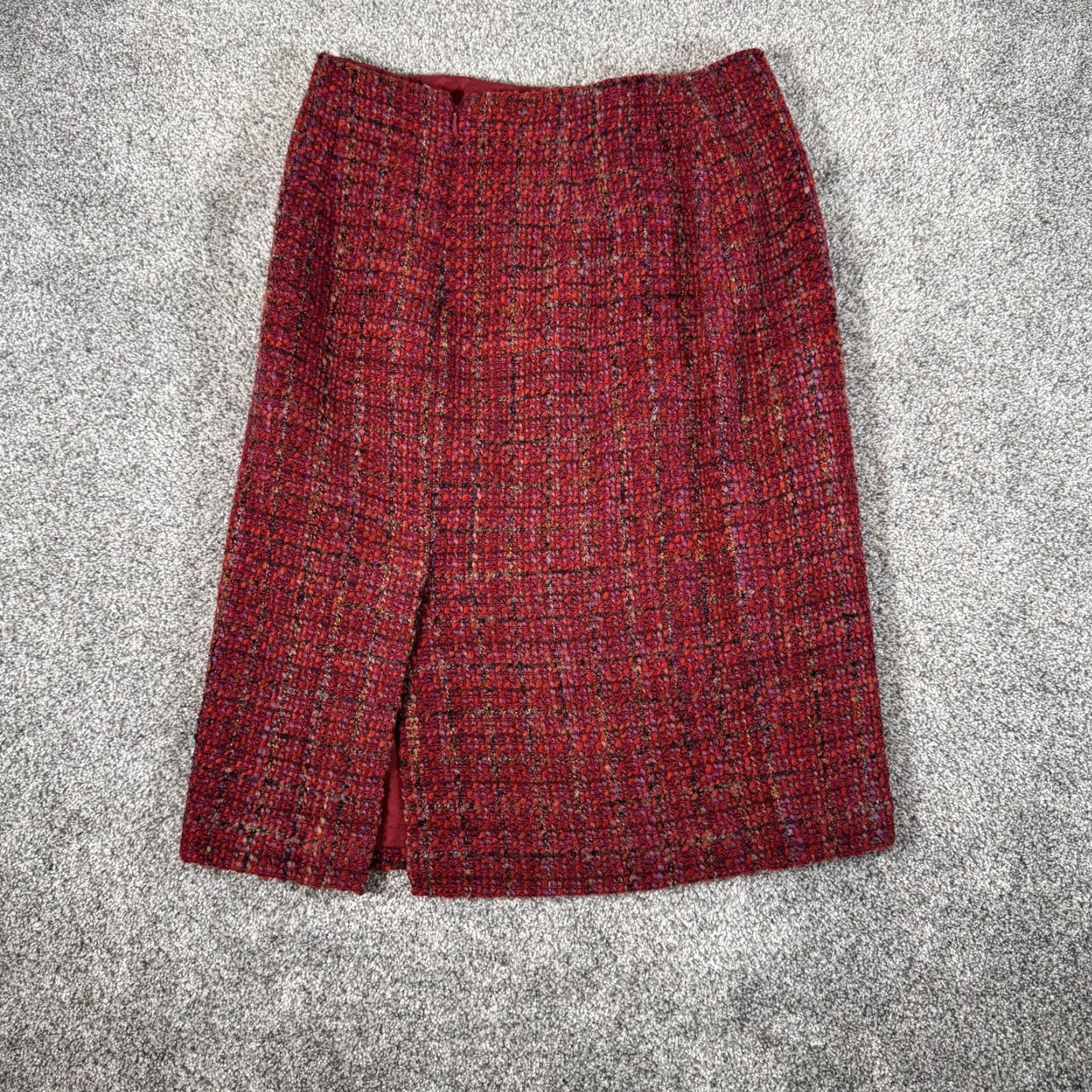 Talbots VINTAGE Talbots Skirt 8P Pencil Tweed Wool Blend Lined Back Zip 90s Preppy Workwear Red Womens Size 30" / US 8 / IT 44 - 7 Thumbnail