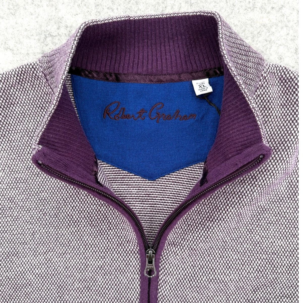 Robert Graham NWT Robert Graham Shane Purple Quarter Zip Knit Sweater Size US XL / EU 56 / 4 - 3 Thumbnail