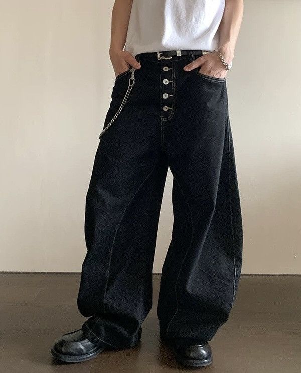 Japanese Brand × Vintage Avant garde retro punk barrel leg jeans pants Size US 30 / EU 46 - 1 Thumbnail