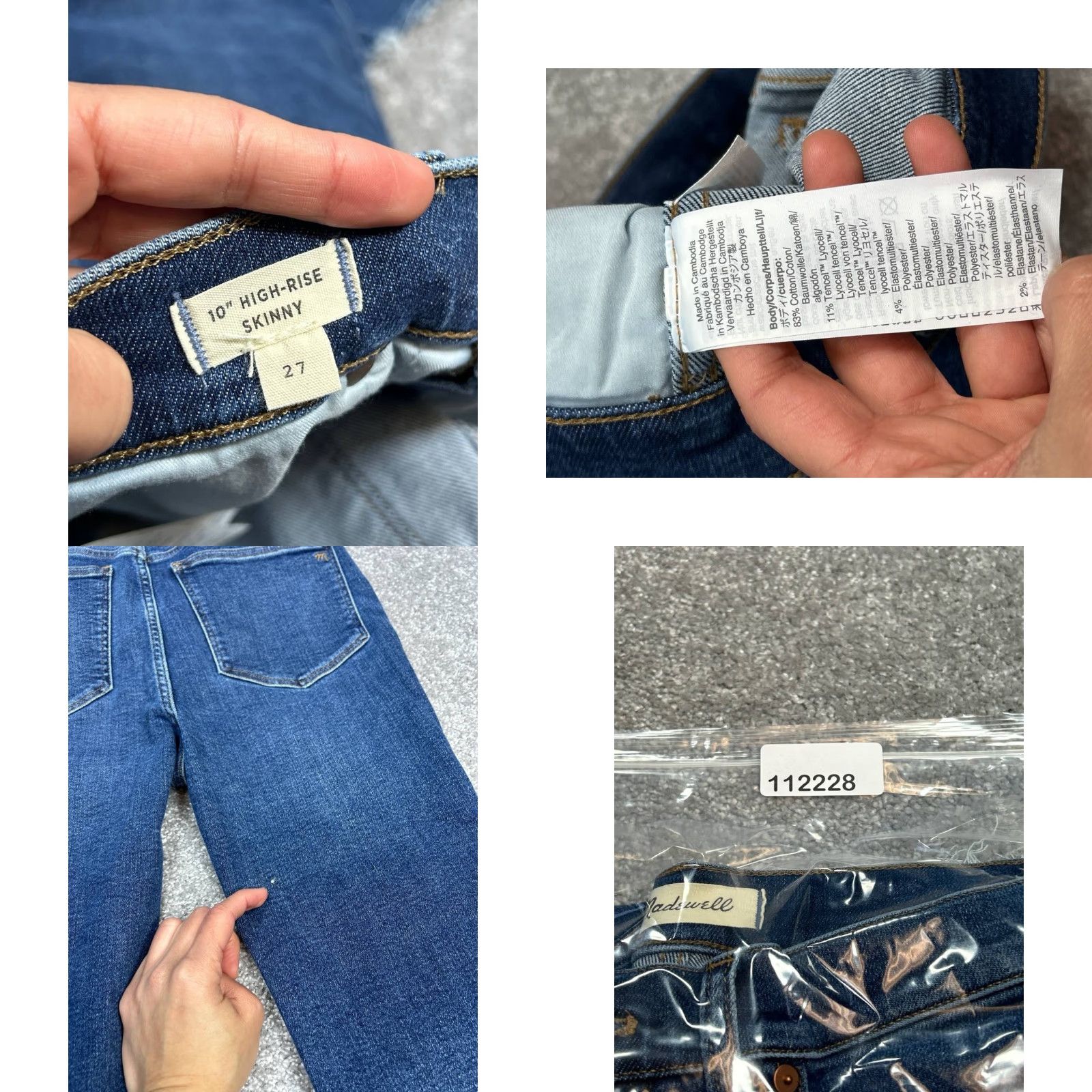 Madewell Madewell High Rise Skinny Jeans Womens 27 Blue Stretch Slim Fit Raw Hem 28x25 Jeans Size 27" / US 4 / IT 40 - 8 Thumbnail