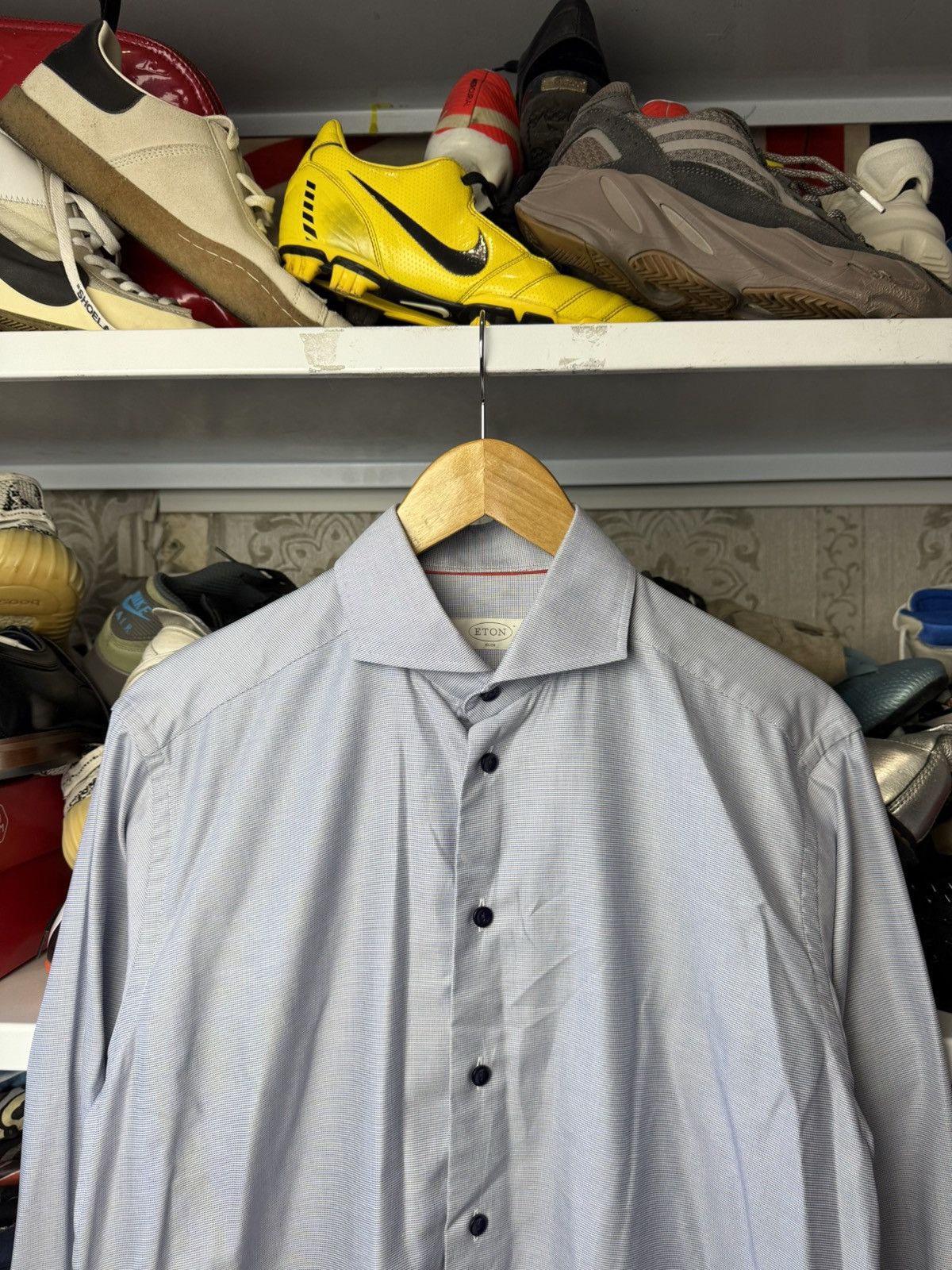 Eton ETON Mens Button Down Blue Cotton Slim Long Sleeve Shirt Size US L / EU 52-54 / 3 - 8 Thumbnail
