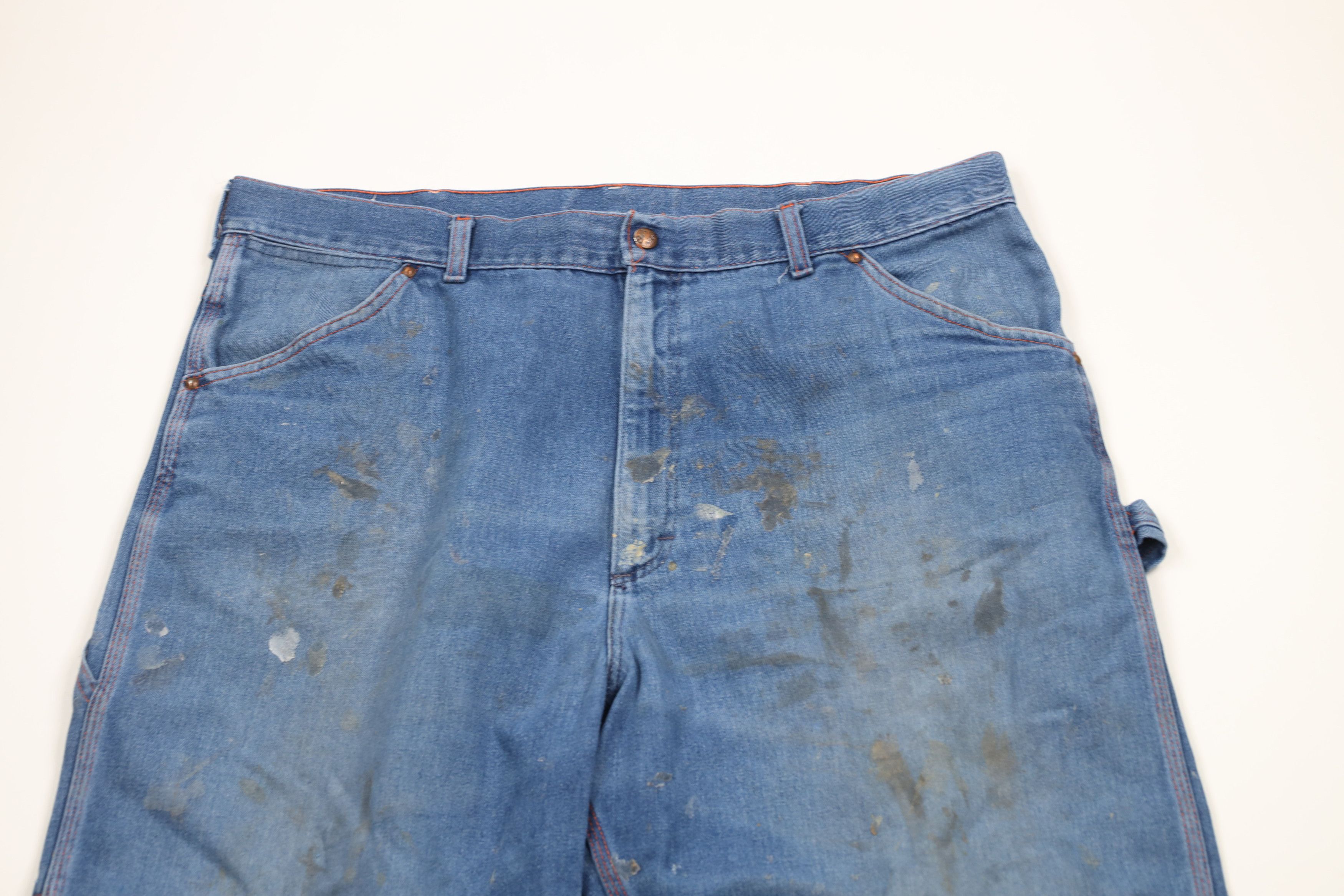 Big Mac × Vintage Vintage 90s Big Mac Dungaree Wide Leg Denim Jeans Blue USA Size US 38 / EU 54 - 2 Thumbnail