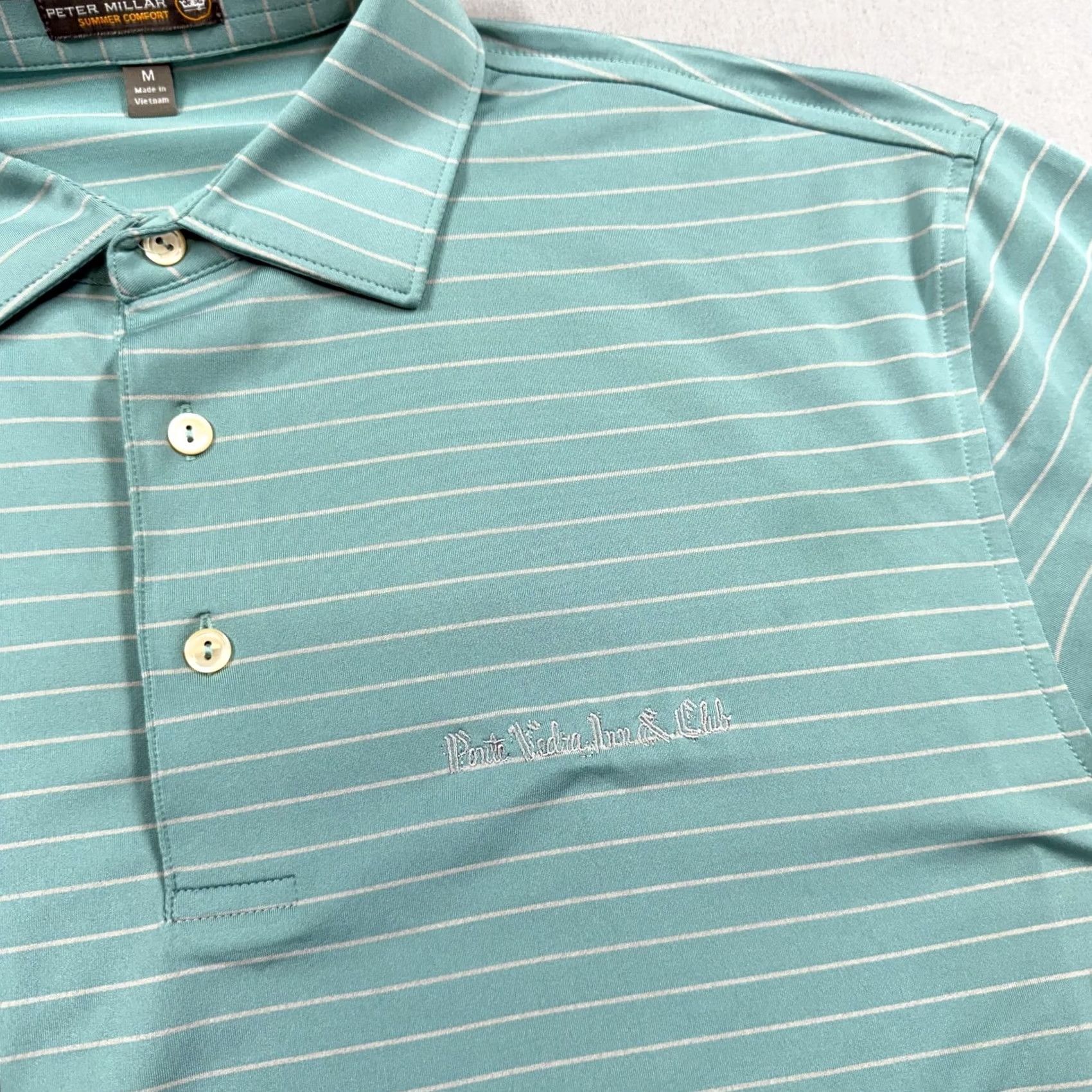 Peter Millar Peter Millar Polo Shirt Mens M Green Striped Summer Comfort Golf Ponte Vedra Size US M / EU 48-50 / 2 - 2 Thumbnail