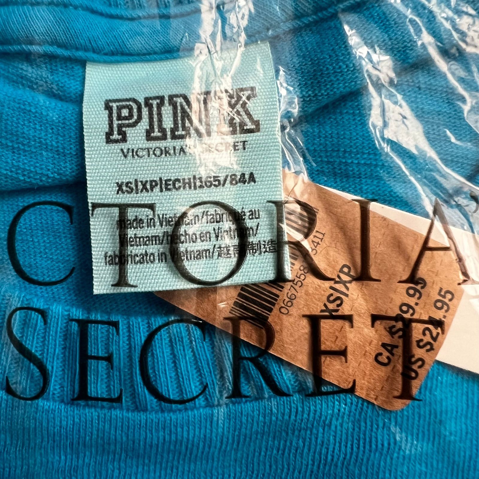 Victoria's Secret VICTORIA'S SECRET PINK Blue Cotton Crew Neck Crop Top, XS Size XS / US 0-2 / IT 36-38 - 7 Thumbnail