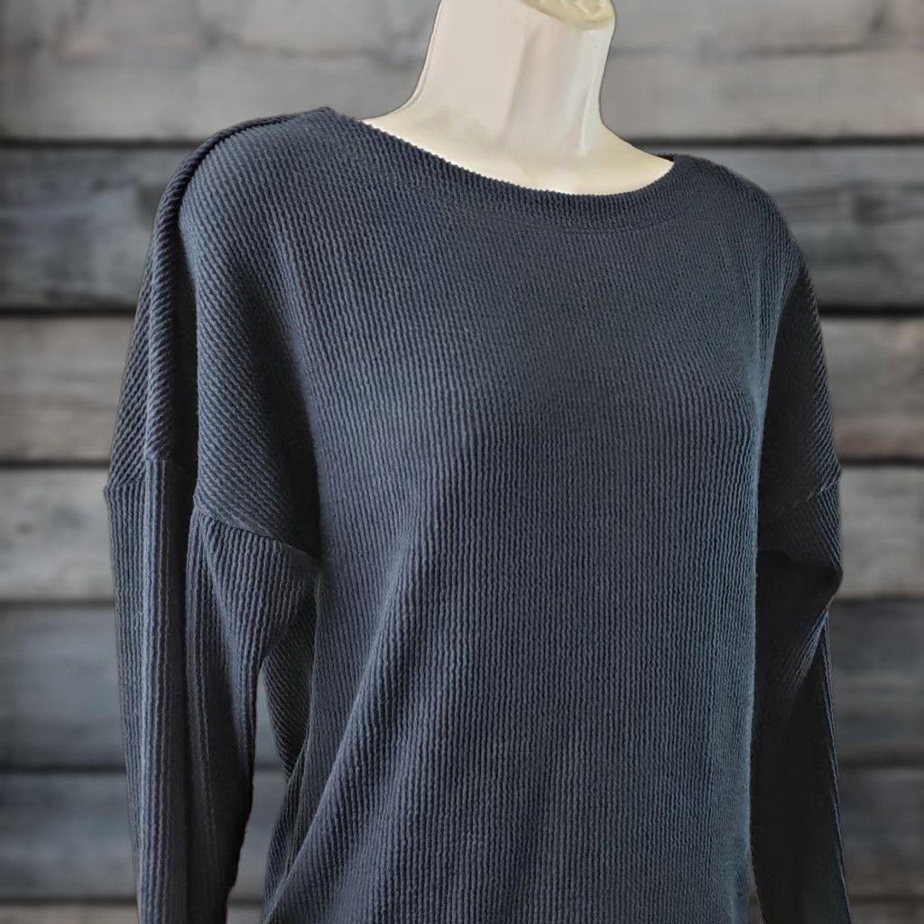 Vintage Maeve Women's Kasi Scoop Back Top XS Blue Ribbed Long Sleeve Shirt Size XS / US 0-2 / IT 36-38 - 1 Thumbnail