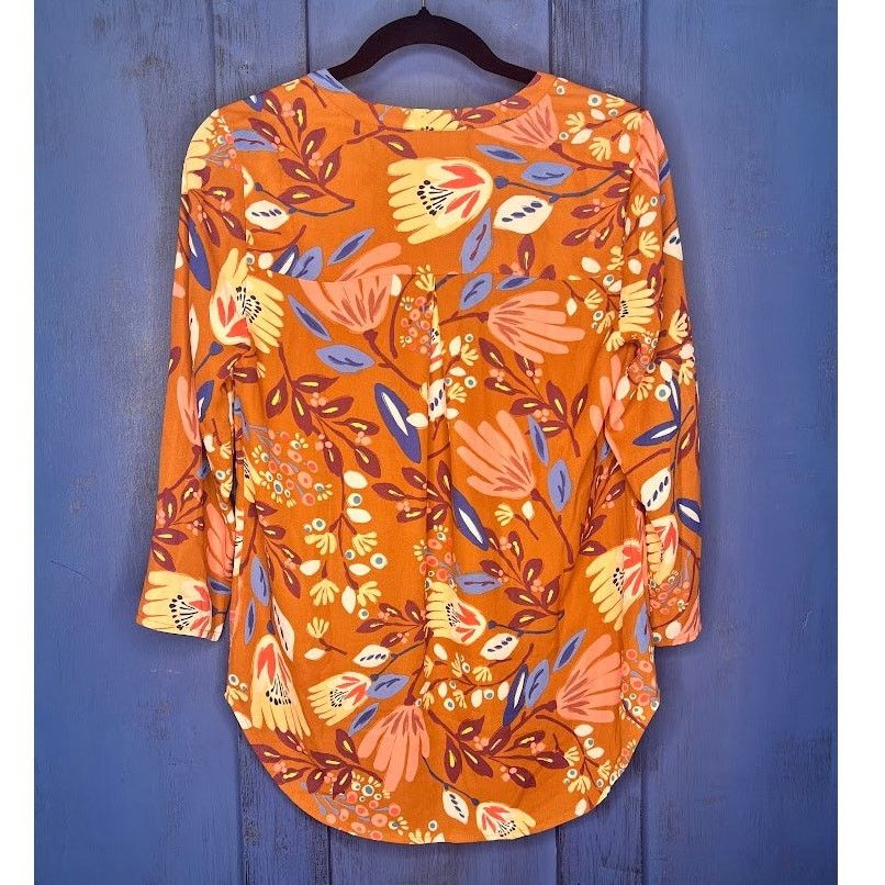 Other Notch Neck Blouse Long Sleeve Roll Tab High Low Hem Top Size M / US 6-8 / IT 42-44 - 9 Thumbnail