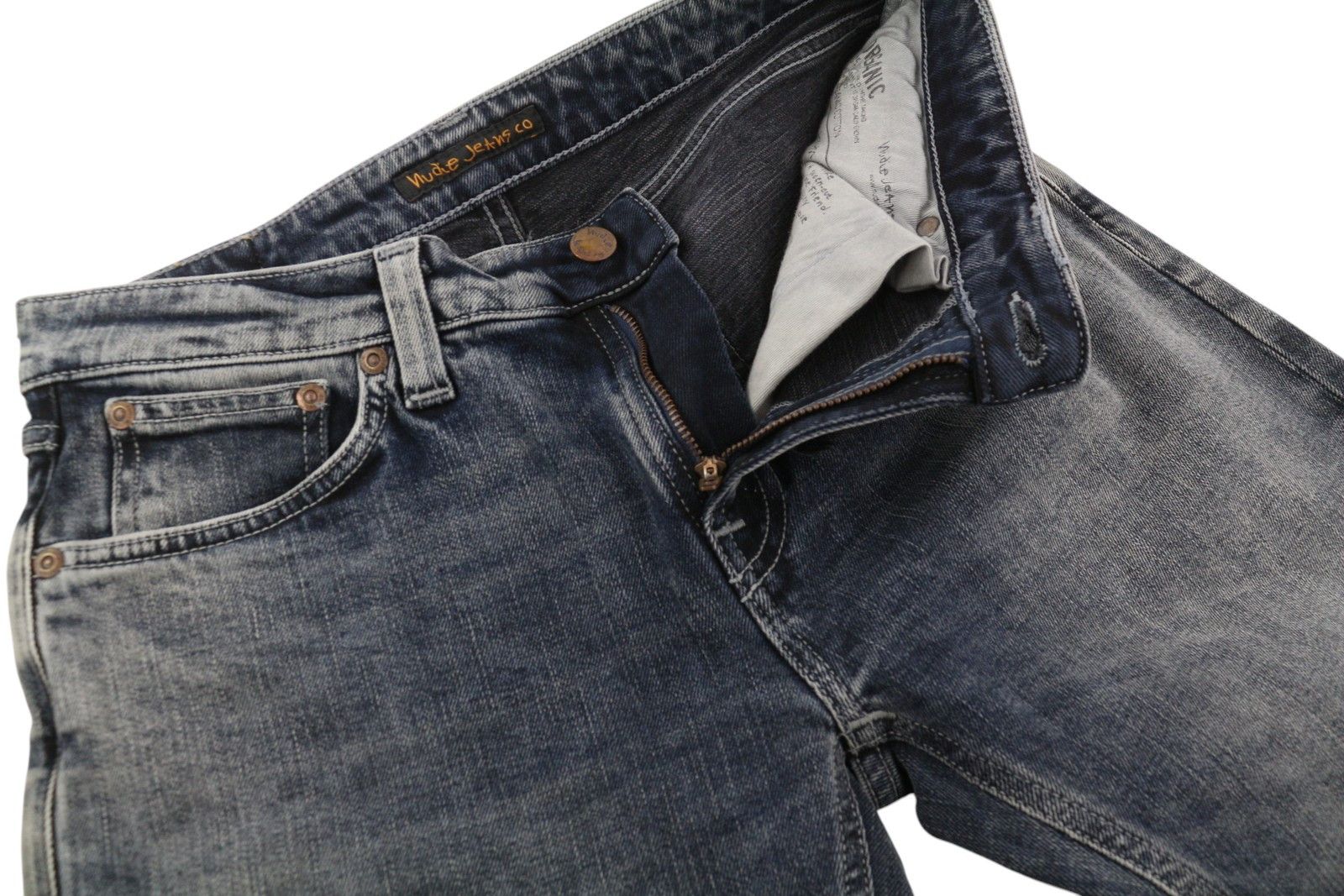 Nudie Jeans SKINNY LIN PATCHES W30/L32 Grey Washed Denim Jeans 86090 Size US 30 / EU 46 - 4 Thumbnail