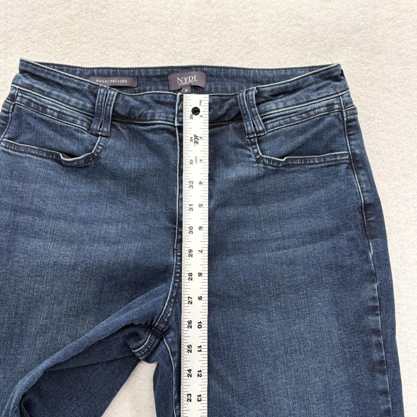 NYDJ NYDJ Bailey Relaxed Jeans Womens 8 Blue Dark Wash Denim Stretch Straight Leg Size 30" / US 8 / IT 44 - 7 Thumbnail