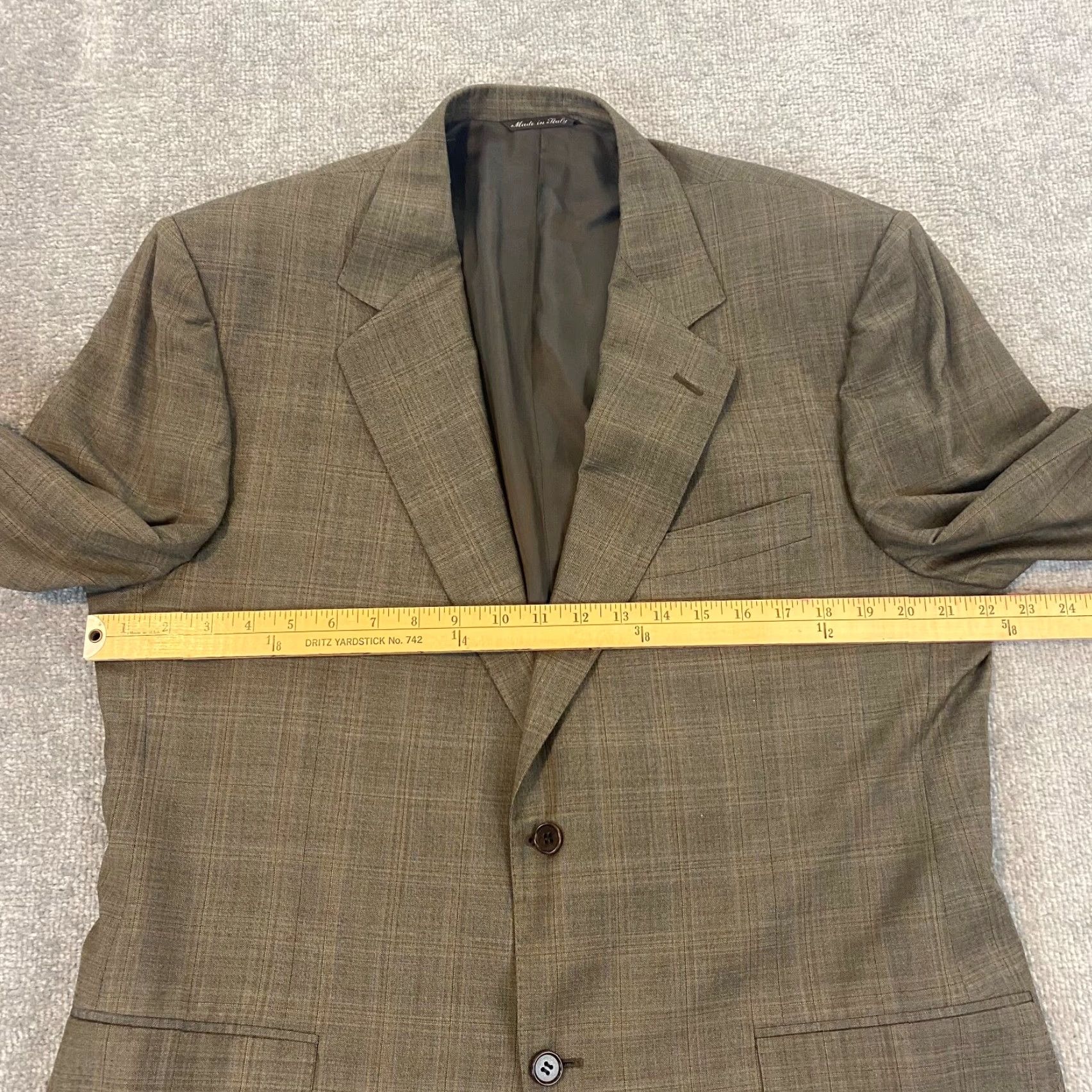 Canali CANALI Blazer Mens EU 54 L US 44 Suit Jacket Brown Wool 2-Button Windowpane Long Regular Size 46R - 6 Thumbnail