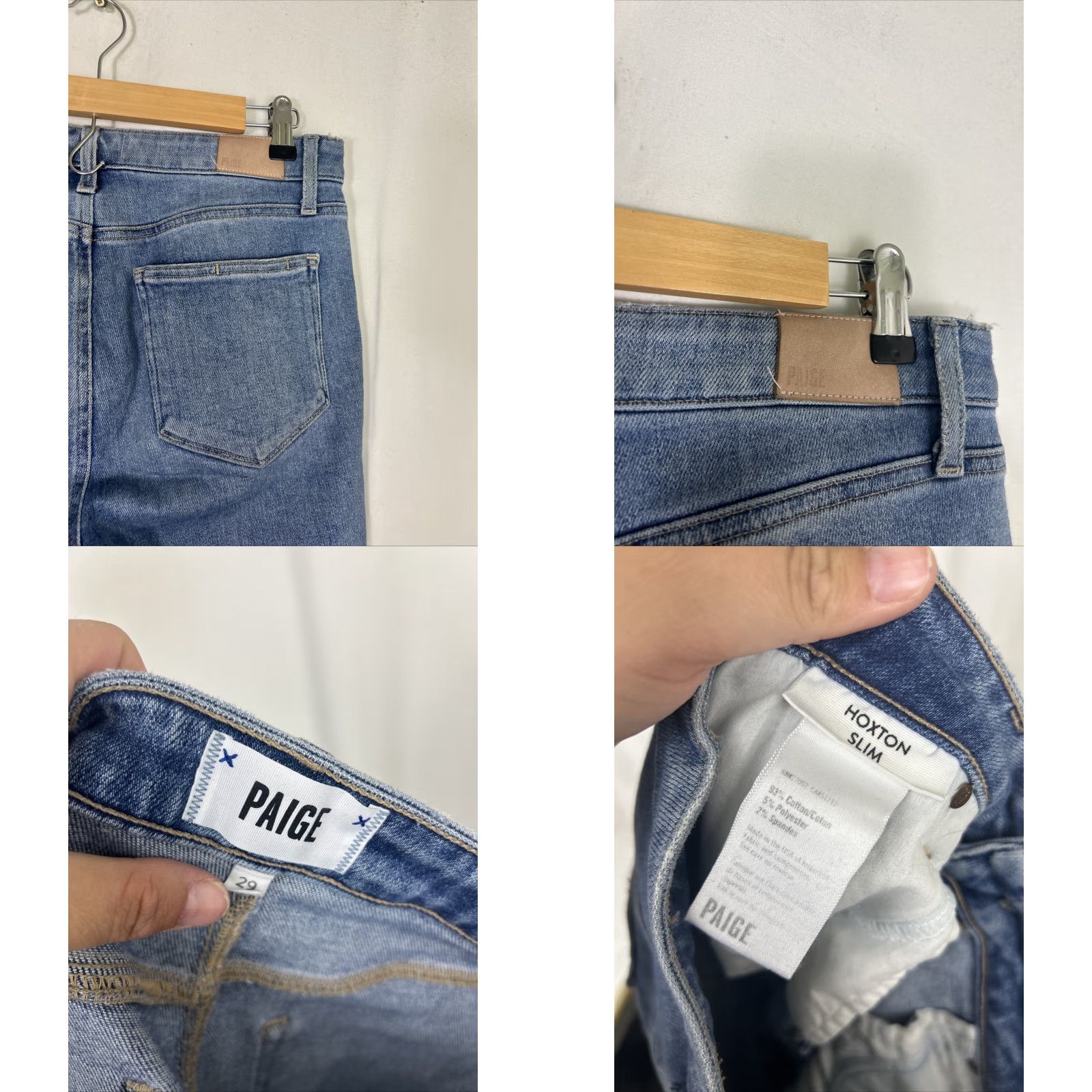 Paige Paige Hoxton Slim Medium Wash Jeans Raw Hem 29x29 Blue Womens Size 29" - 9 Thumbnail