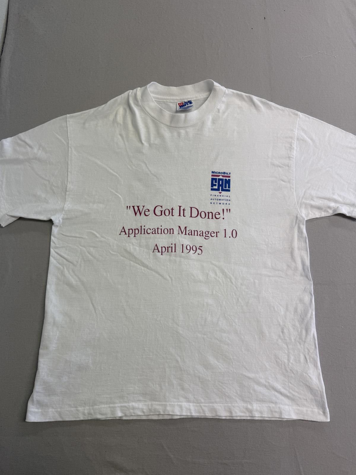 Hanes Vintage Computer Tech Tee 1995 MicroBilt Fan App Manager 1.0 Size US L / EU 52-54 / 3 - 3 Thumbnail