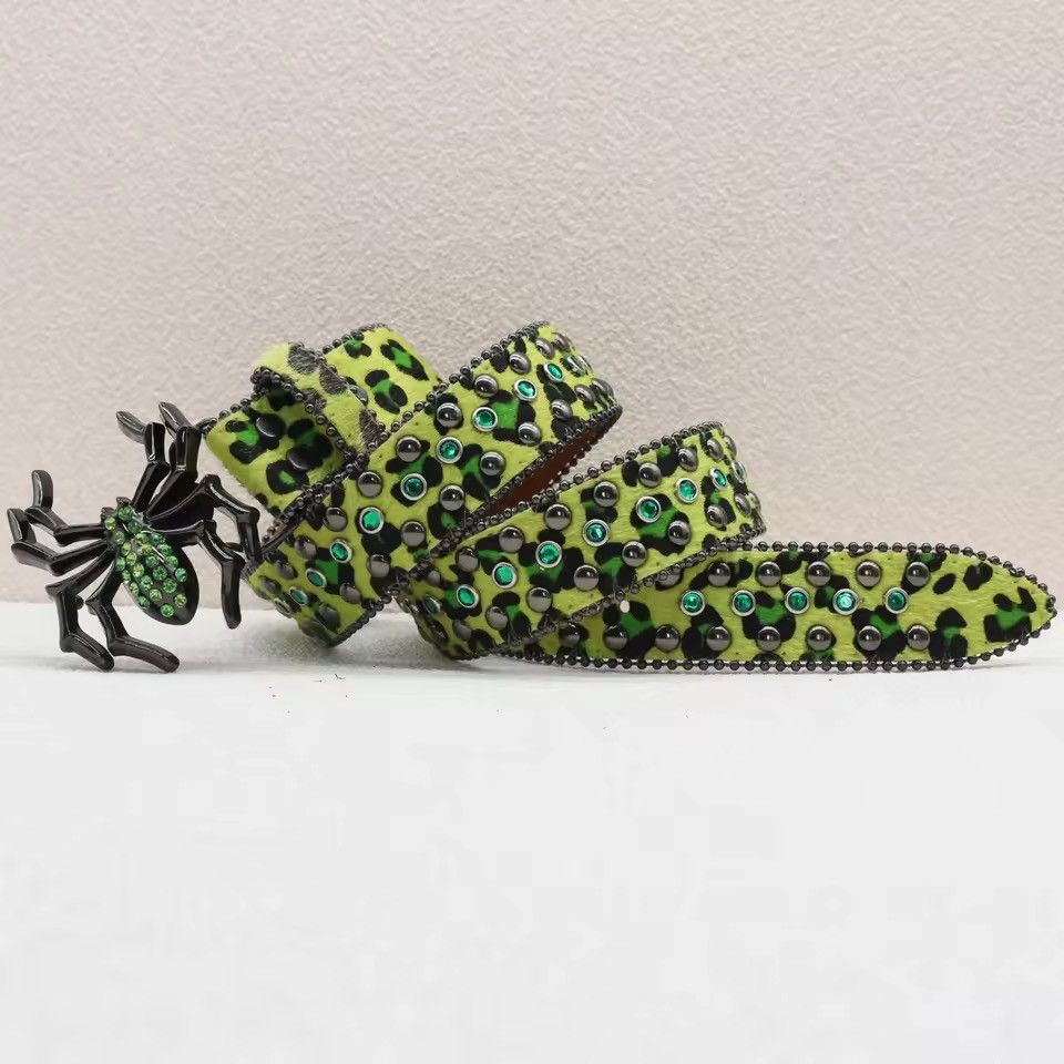 Japanese Brand 115 cm 🕷️ Y2K GOTH Leopard Print PU Leather Spider Buckle 🕸️✨ Size ONE SIZE - 1 Thumbnail