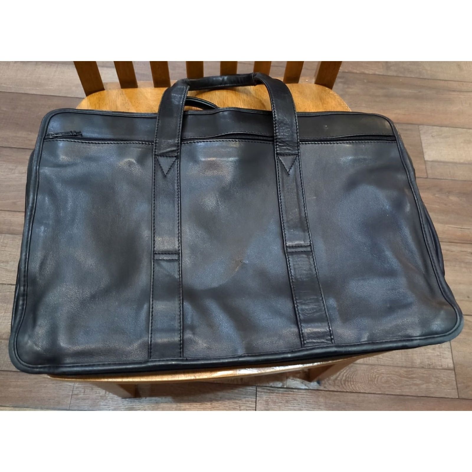 Tumi Tumi Alpha Bravo Leather Briefcase Laptop Bag Black Handles Zippers Expandable Mens Medium Bag, Laptop Case, Business, Black, Leather, Nylon Size ONE SIZE - 3 Thumbnail