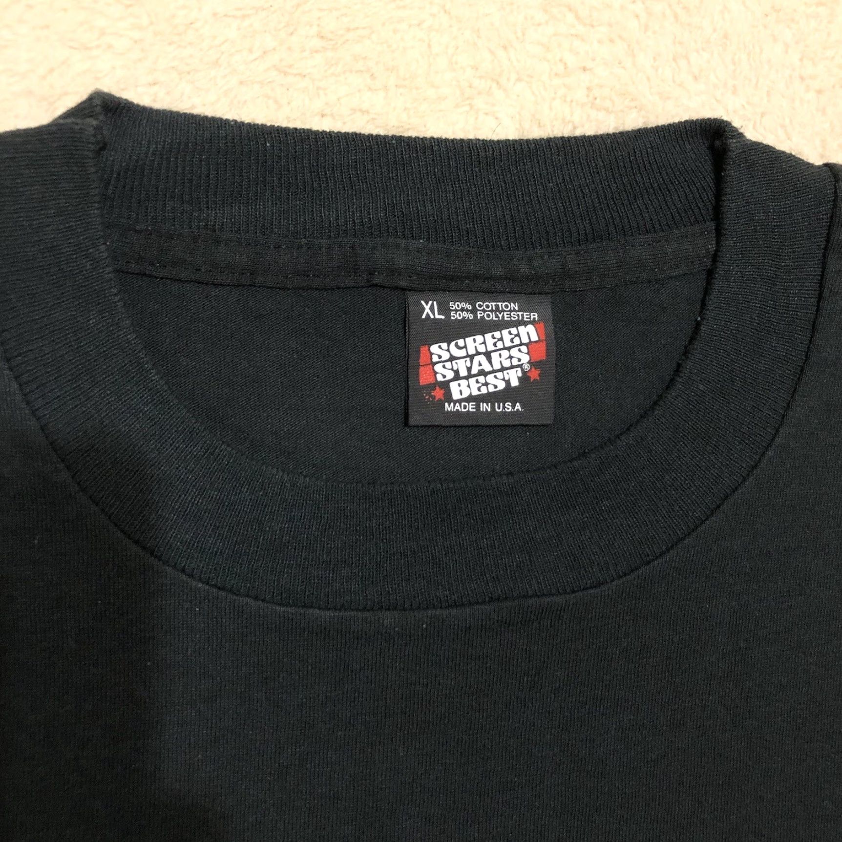 Vintage VINTAGE Screen Stars Graffiti Night 1992 Modesto CA Shirt Mens XL Black Graphic Tee Size US XL / EU 56 / 4 - 5 Thumbnail