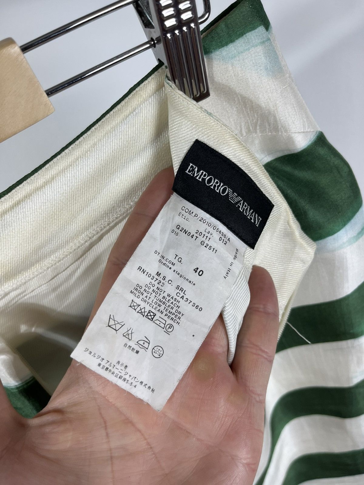 Emporio Armani Emporio Armani Women’s Green White Striped Skirt IT 40 Size 27" / US 4 / IT 40 - 11 Thumbnail