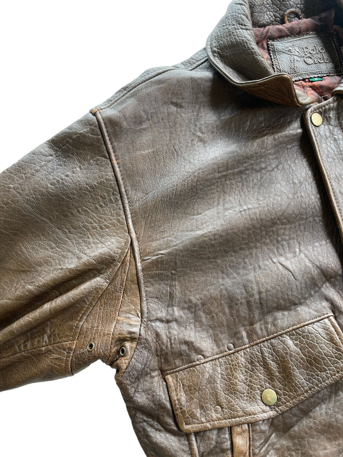Vintage Vintage Polo Club Leather Bomber Jacket Size US L / EU 52-54 / 3 - 21 Thumbnail