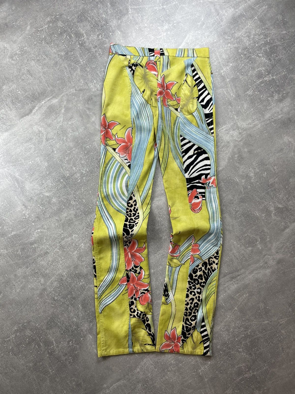 Other Rocco Barocco Tropical Y2K Leopard Zebra Floral Flared Pants Size 28" / US 6 / IT 42 - 9 Thumbnail