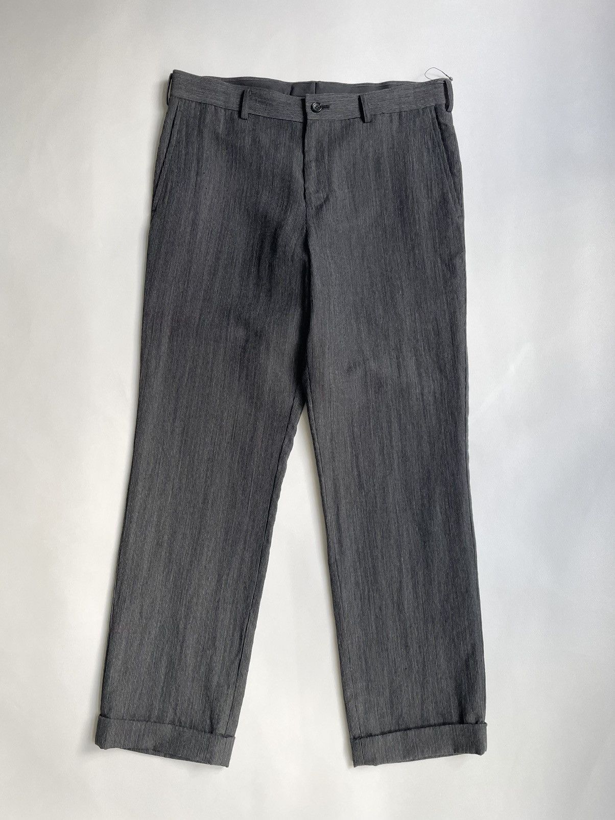 image of Comme Des Garcons x Comme Des Garcons Homme S/s 09 Hickory Stripe Trousers in Black/Gray (Size 32)