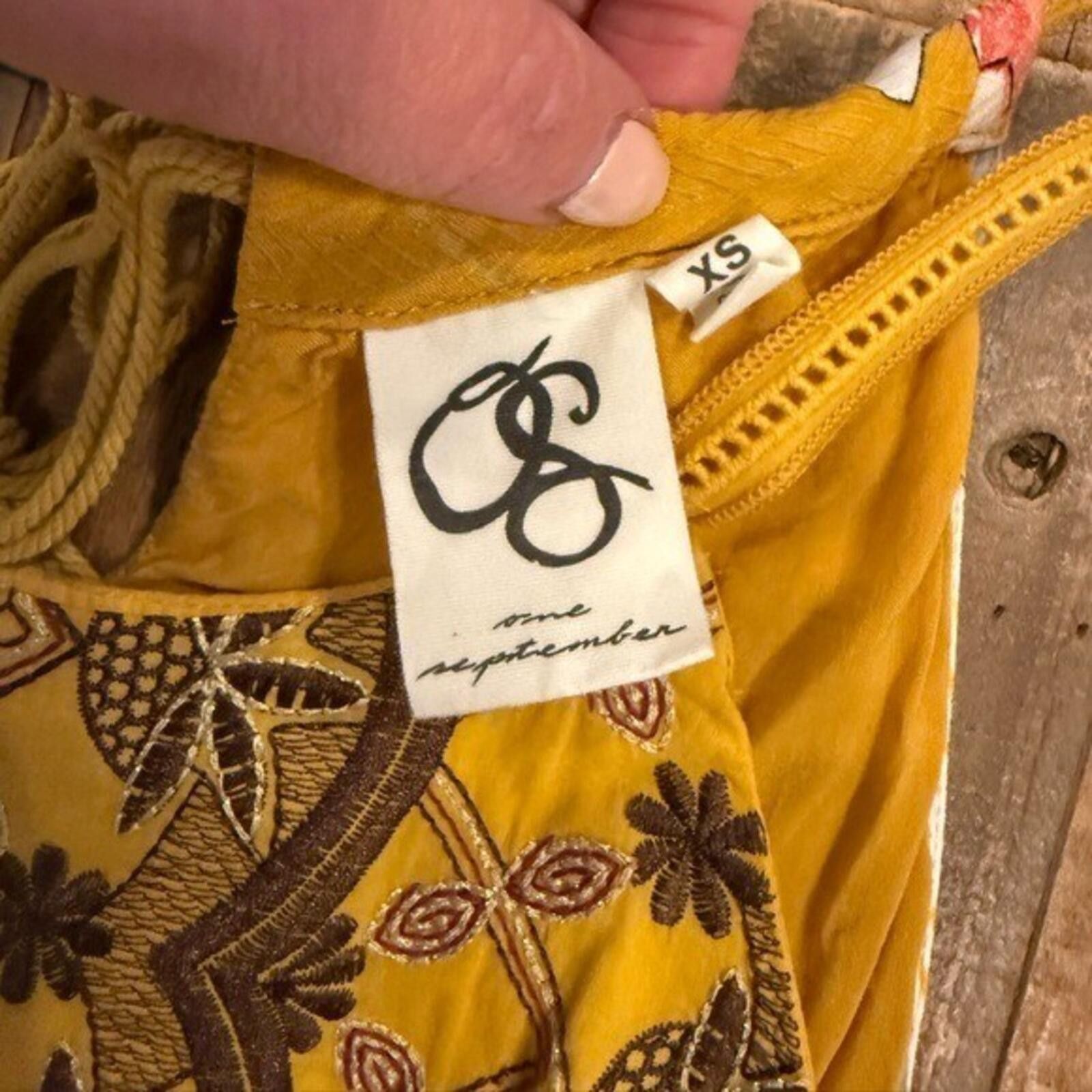 Anthropologie One September Anthro Koi Fish Embroidered Maxi Dress XS Size XS / US 0-2 / IT 36-38 - 7 Thumbnail