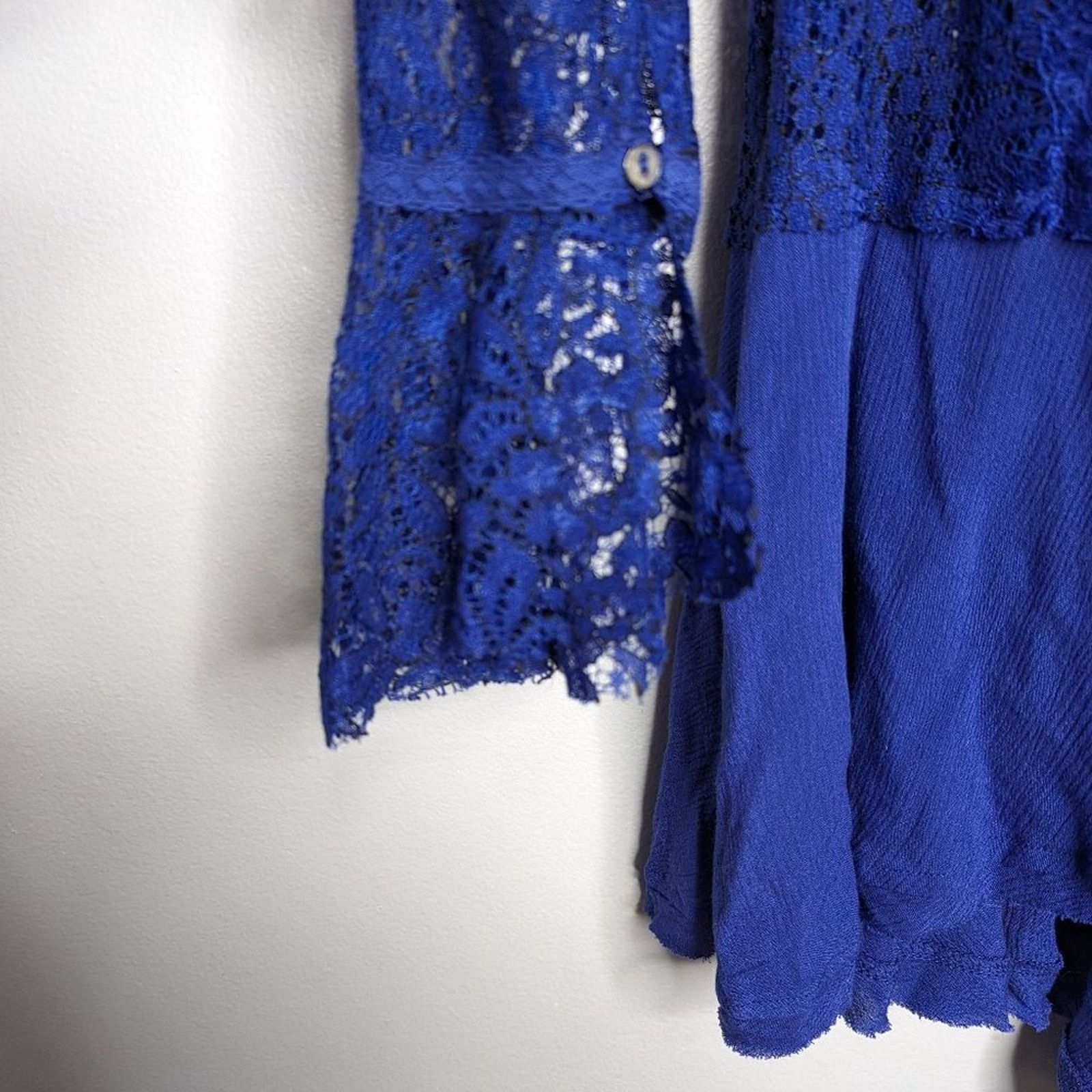 Free People Free People Blue Tell Tale Tunic Dress Long Sleeve Lace S Size S / US 4 / IT 40 - 5 Thumbnail