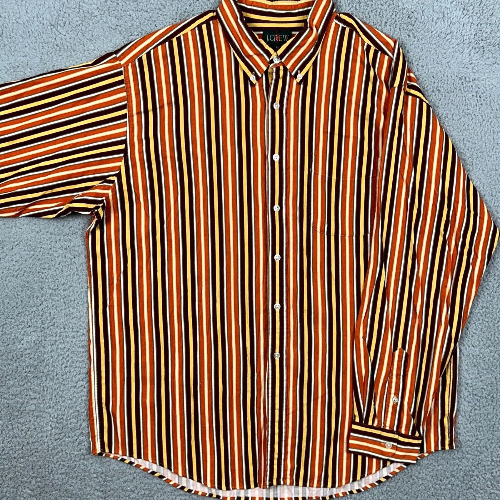 J.Crew J.CREW Oarsman Shirt Button-Down Men XL Orange Multi Corduroy Long Sleeve Casual Vintage? No Size US XL / EU 56 / 4 - 2 Thumbnail
