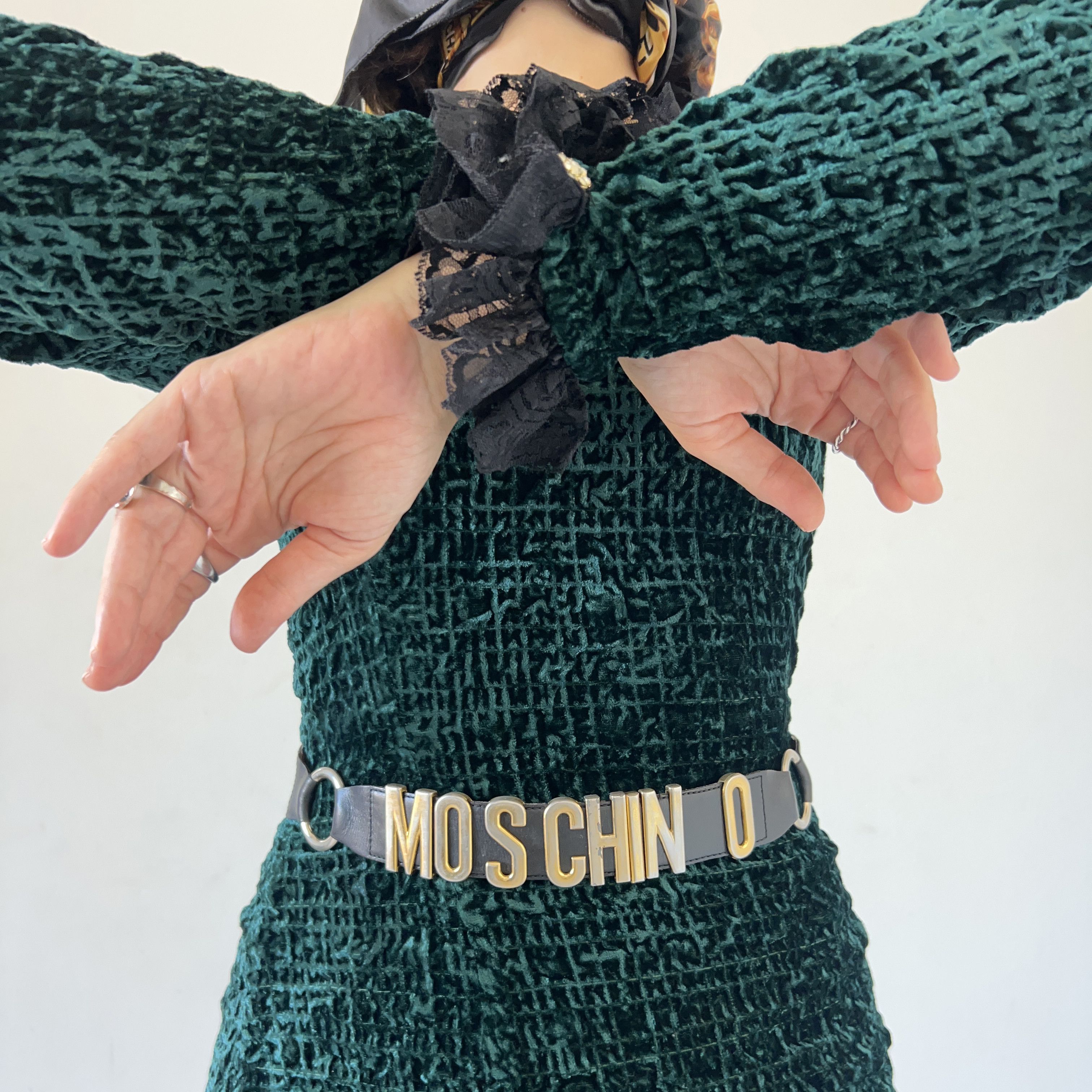 Vintage Vintage Green Crushed Velvet Mini Dress Size M / US 6-8 / IT 42-44 - 4 Thumbnail