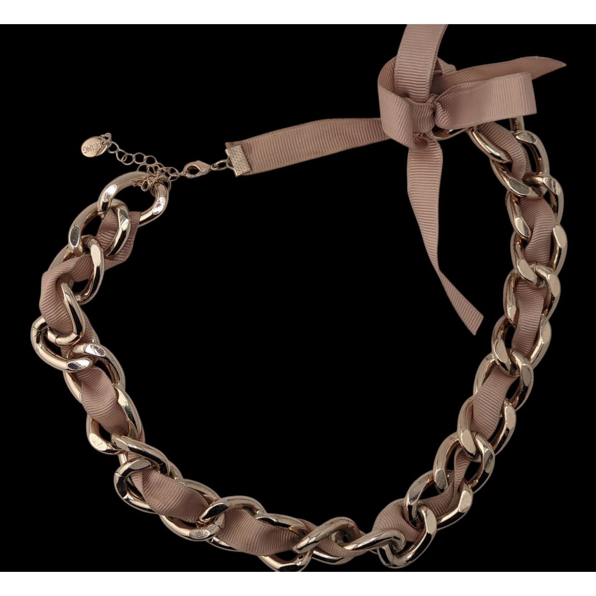 Other Y2K Icing Ribbon & Chain Rose Gold Tone Statement Necklace Size ONE SIZE - 4 Thumbnail