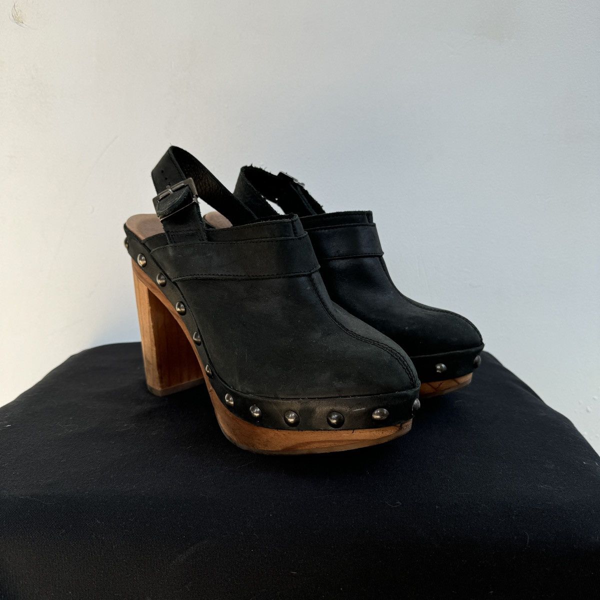 Japanese Brand × Vintage Vintage Spain Leather Clogs Platform Shoes Size US 8 / IT 38 - 3 Thumbnail