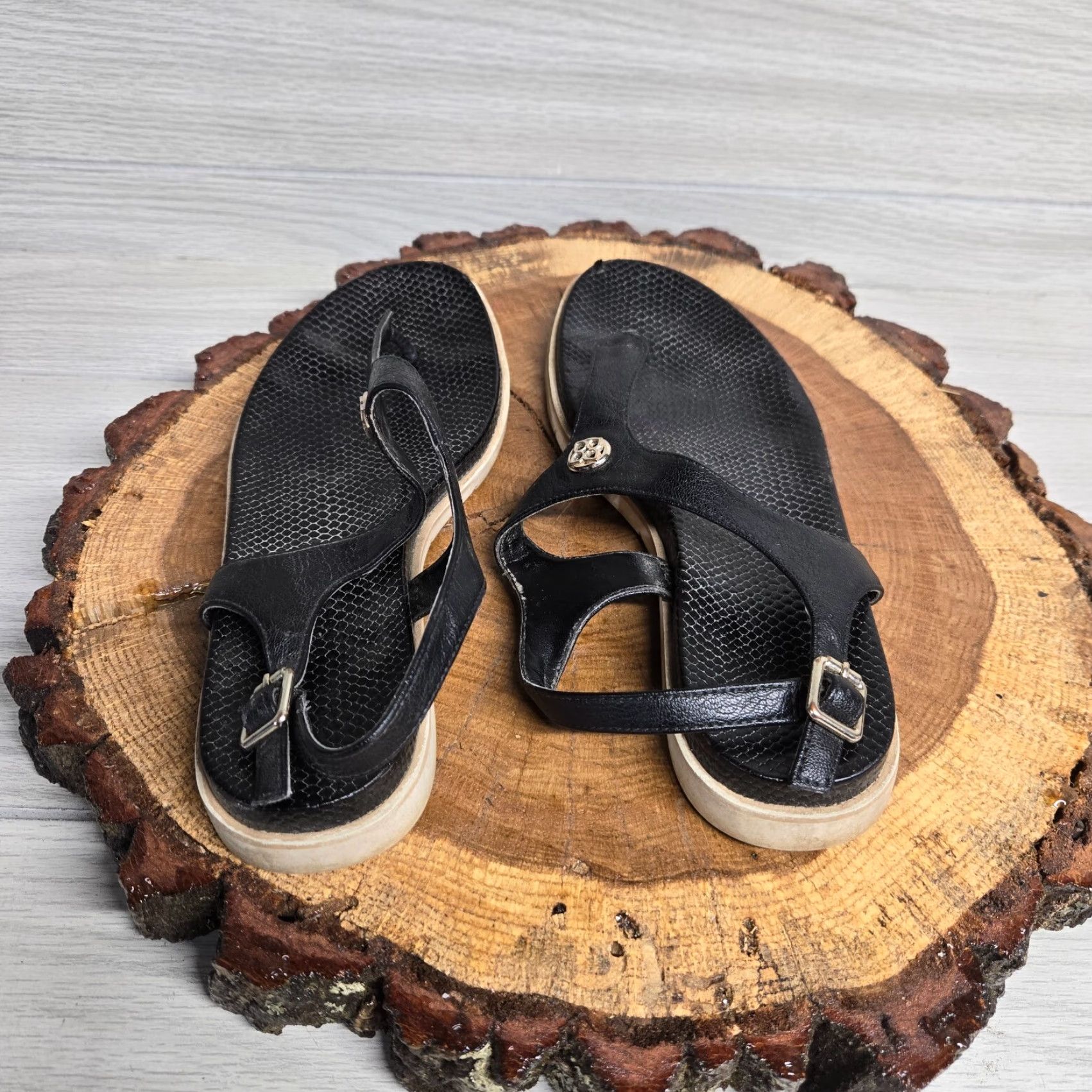 Vintage Kelly & Katie Black Sandals Flats Slip On Adult Women's Size 9M Size US 9 / IT 39 - 4 Thumbnail